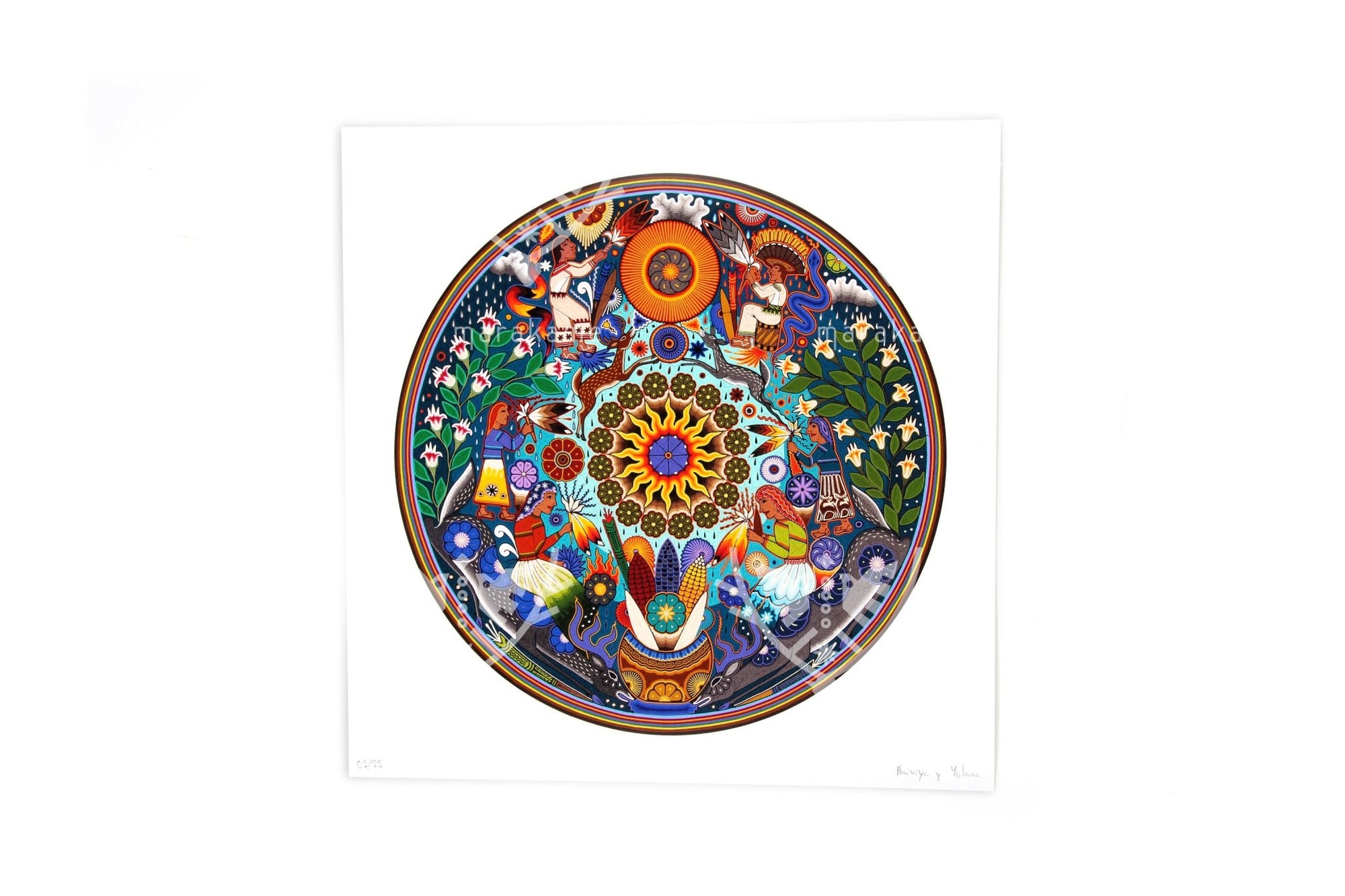 Ukari Marakate - 45 x 45 cm. - 18 x 18 in. - Arte Huichol - Marakame