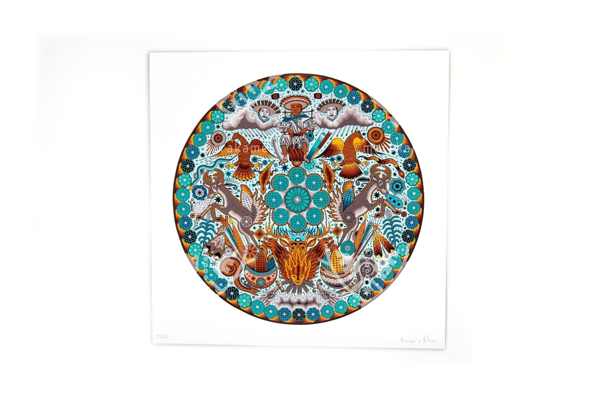 Wirikuta - 45 x 45 cm. - 18 x 18 in. - Arte Huichol - Marakame