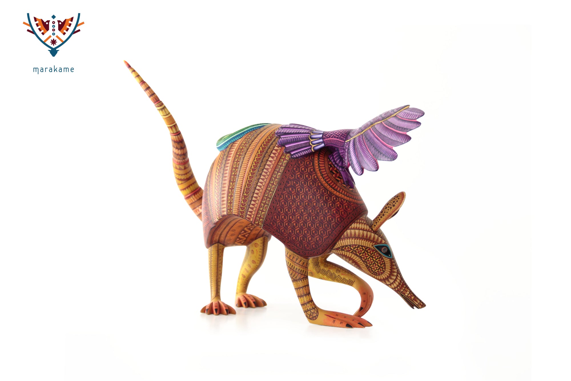 Alebrije - Armadillo con lechuza e iguana: los habitantes del sueño