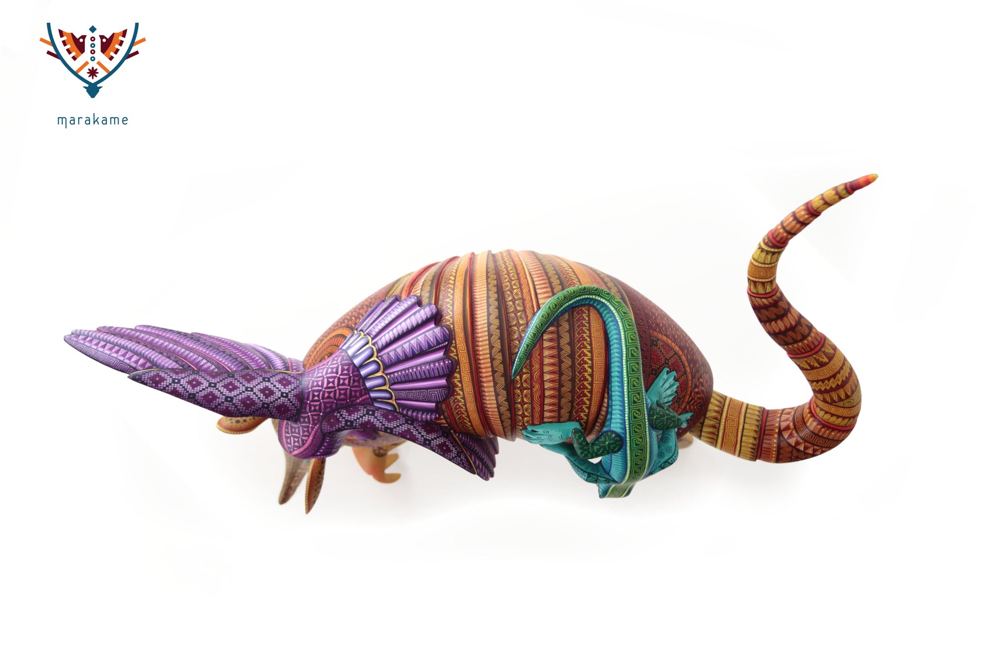 Alebrije - Armadillo con lechuza e iguana: los habitantes del sueño