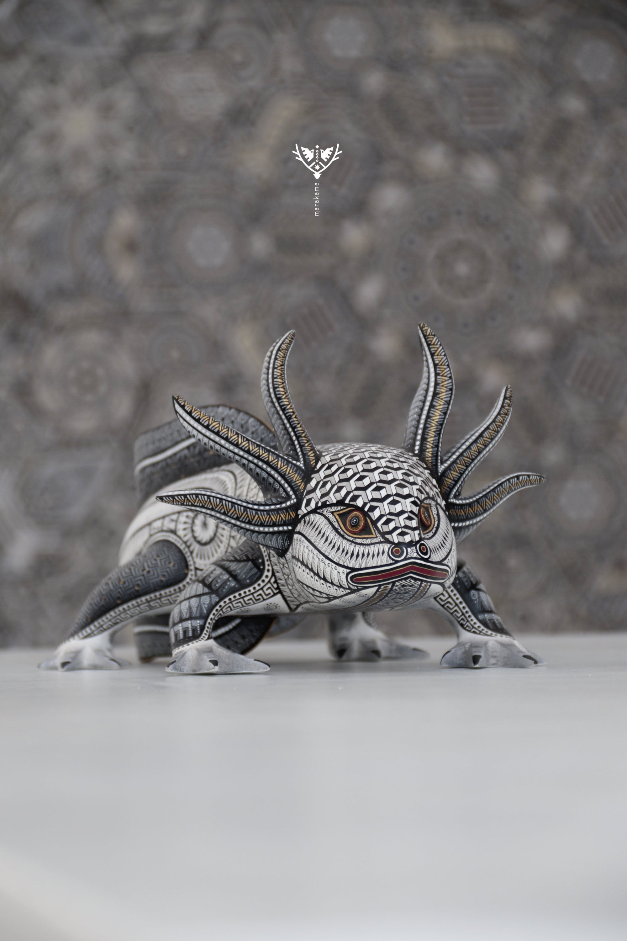 Alebrije - Black Axolotl - Silence and Geometry of Origin