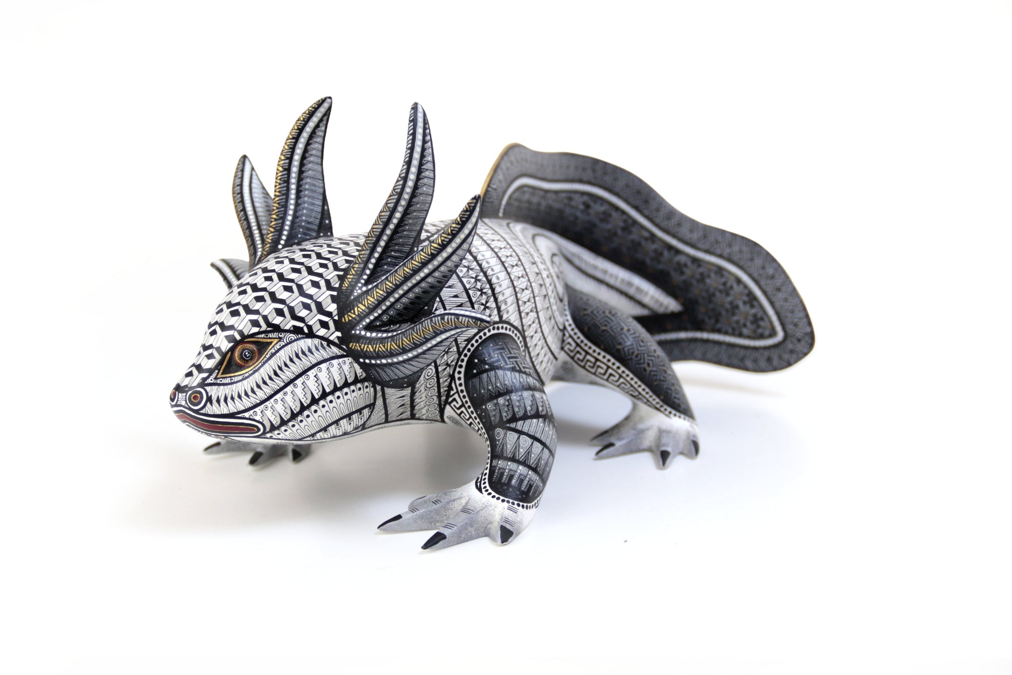 Alebrije - Black Axolotl - Silence and Geometry of Origin