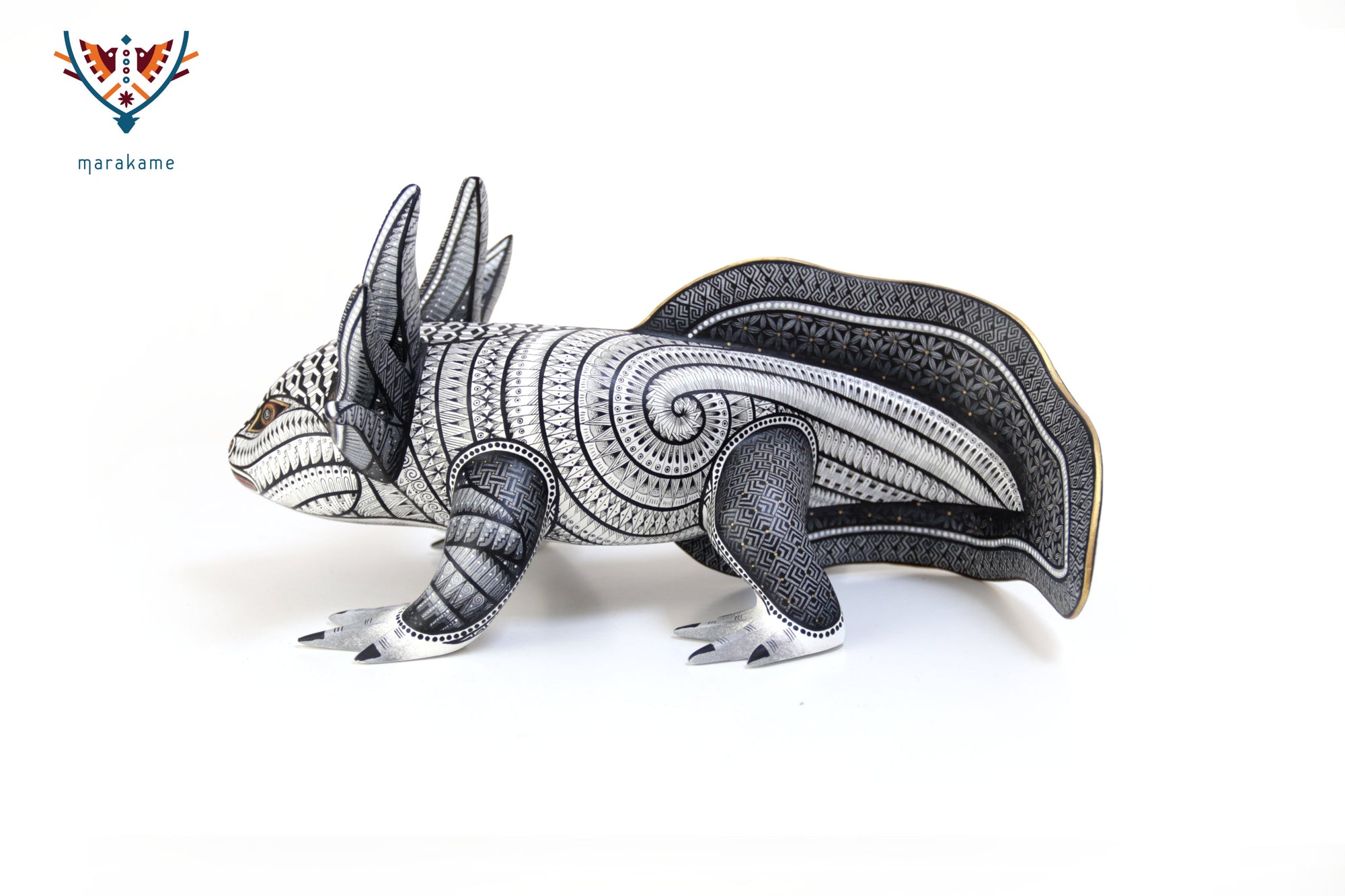 Alebrije - Black Axolotl - Silence and Geometry of Origin
