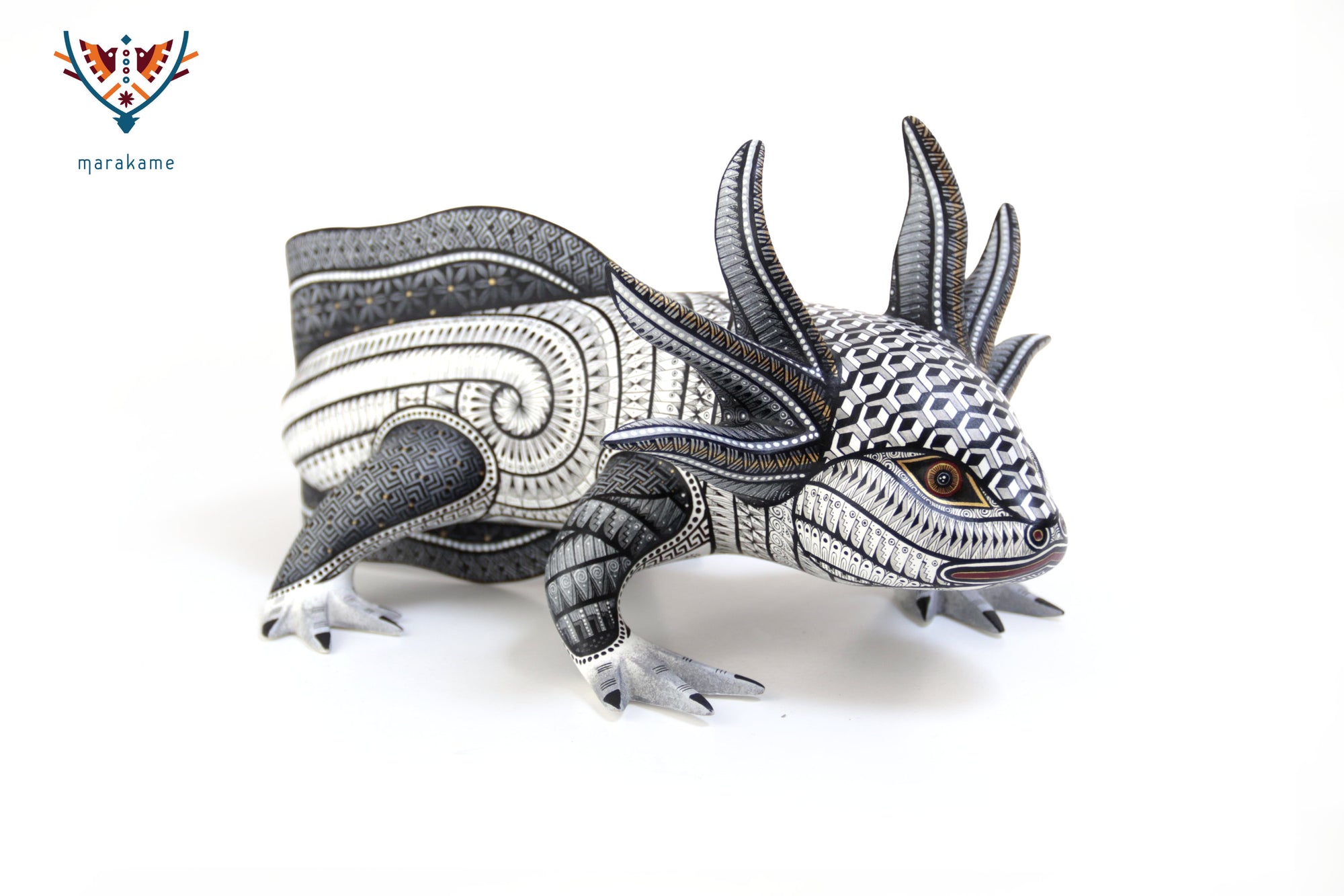 Alebrije - Black Axolotl - Silence and Geometry of Origin