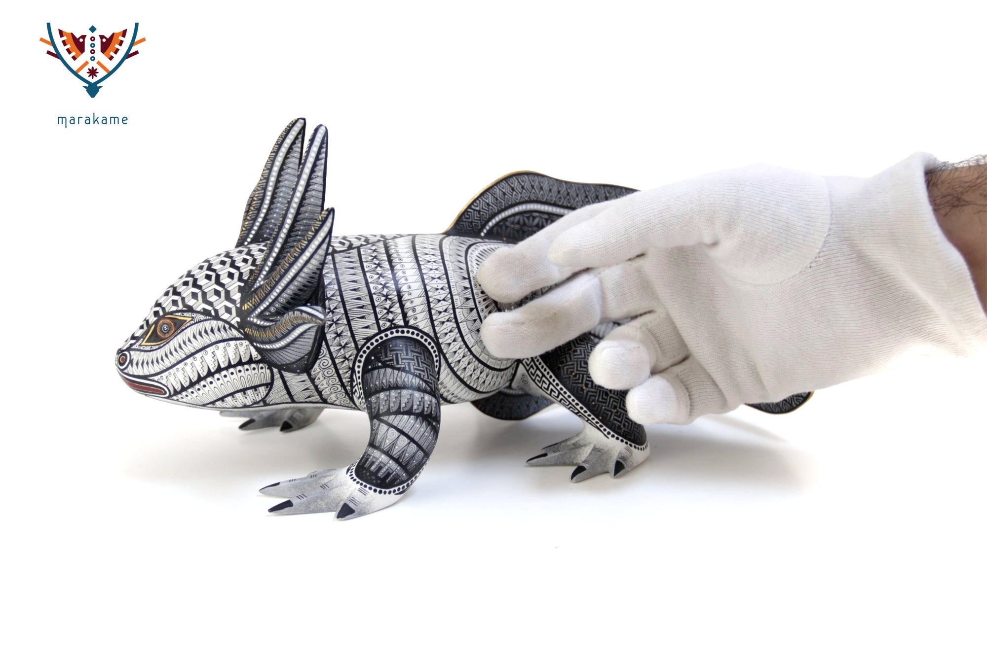 Alebrije - Black Axolotl - Silence and Geometry of Origin