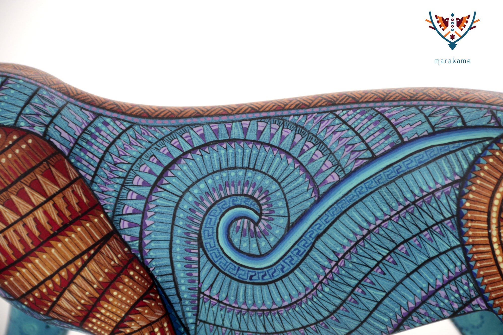 Alebrije - Balam of water and the fretwork - Blue Jaguar of strength, respect and inner path