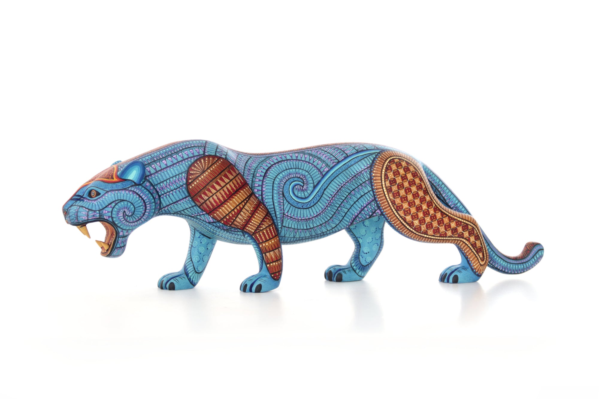 Alebrije - Balam of water and the fretwork - Blue Jaguar of strength, respect and inner path