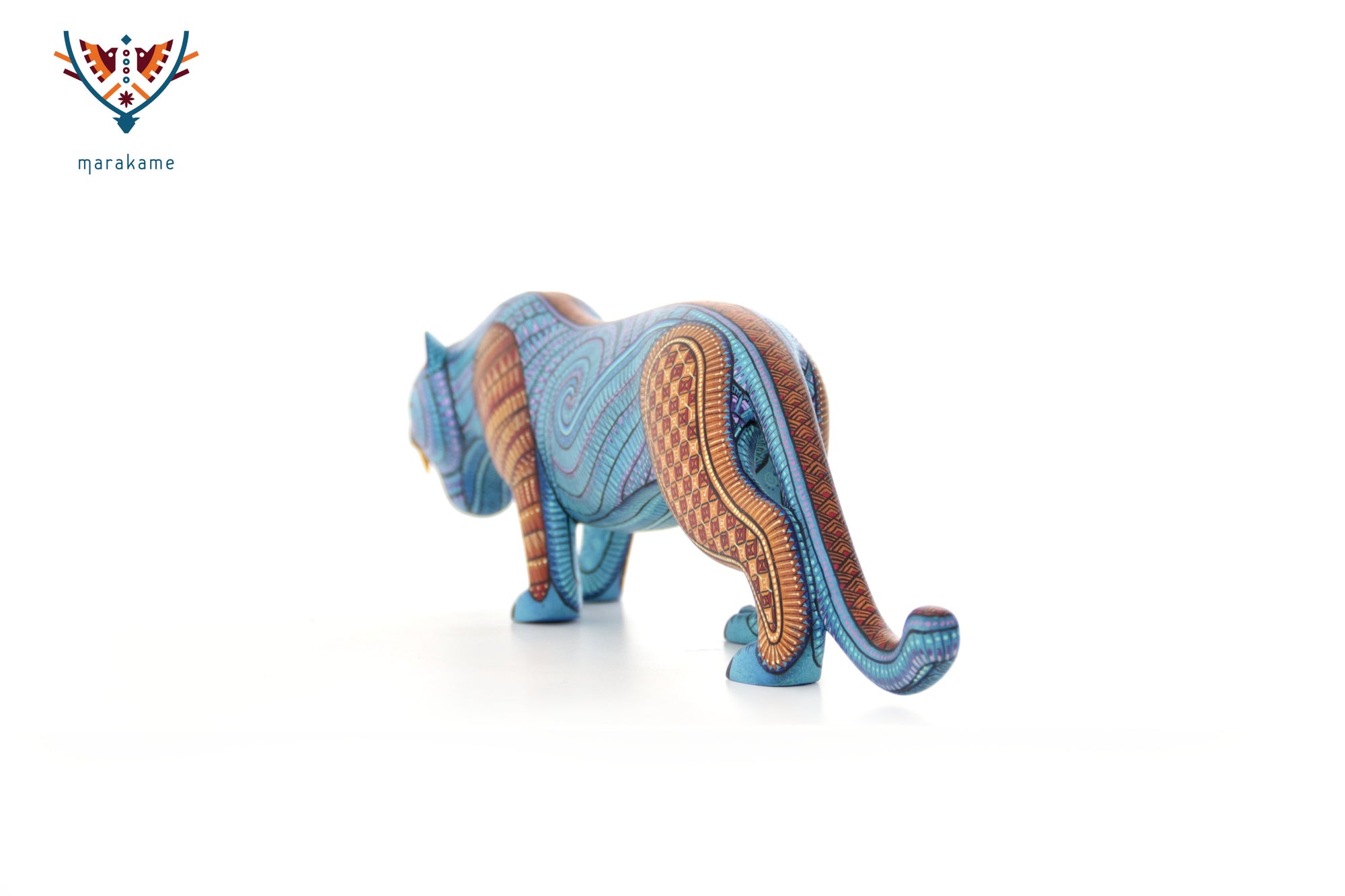 Alebrije - Balam of water and the fretwork - Blue Jaguar of strength, respect and inner path