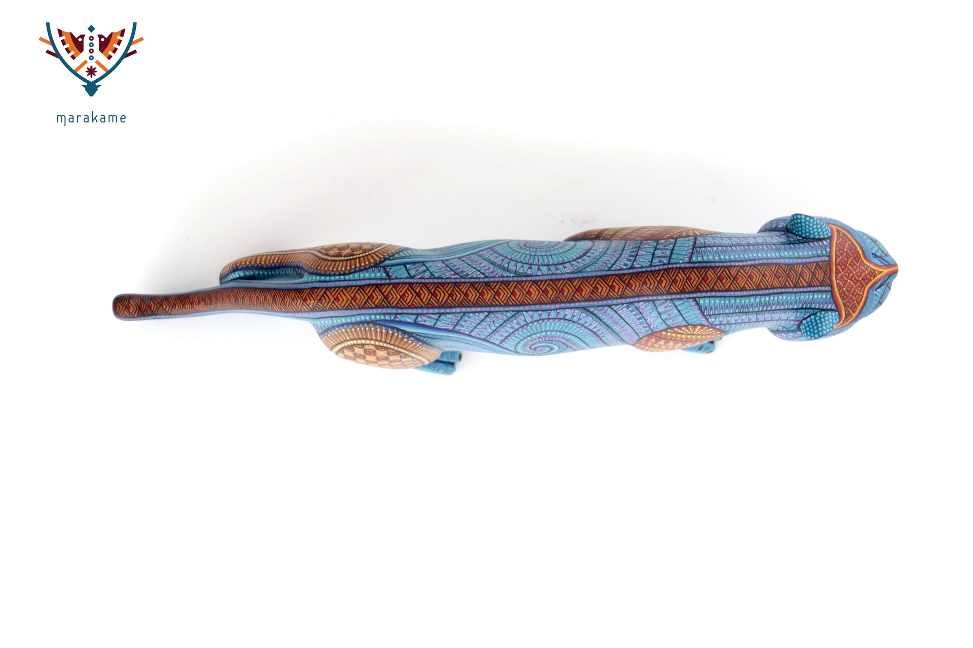 Alebrije - Balam of water and the fretwork - Blue Jaguar of strength, respect and inner path