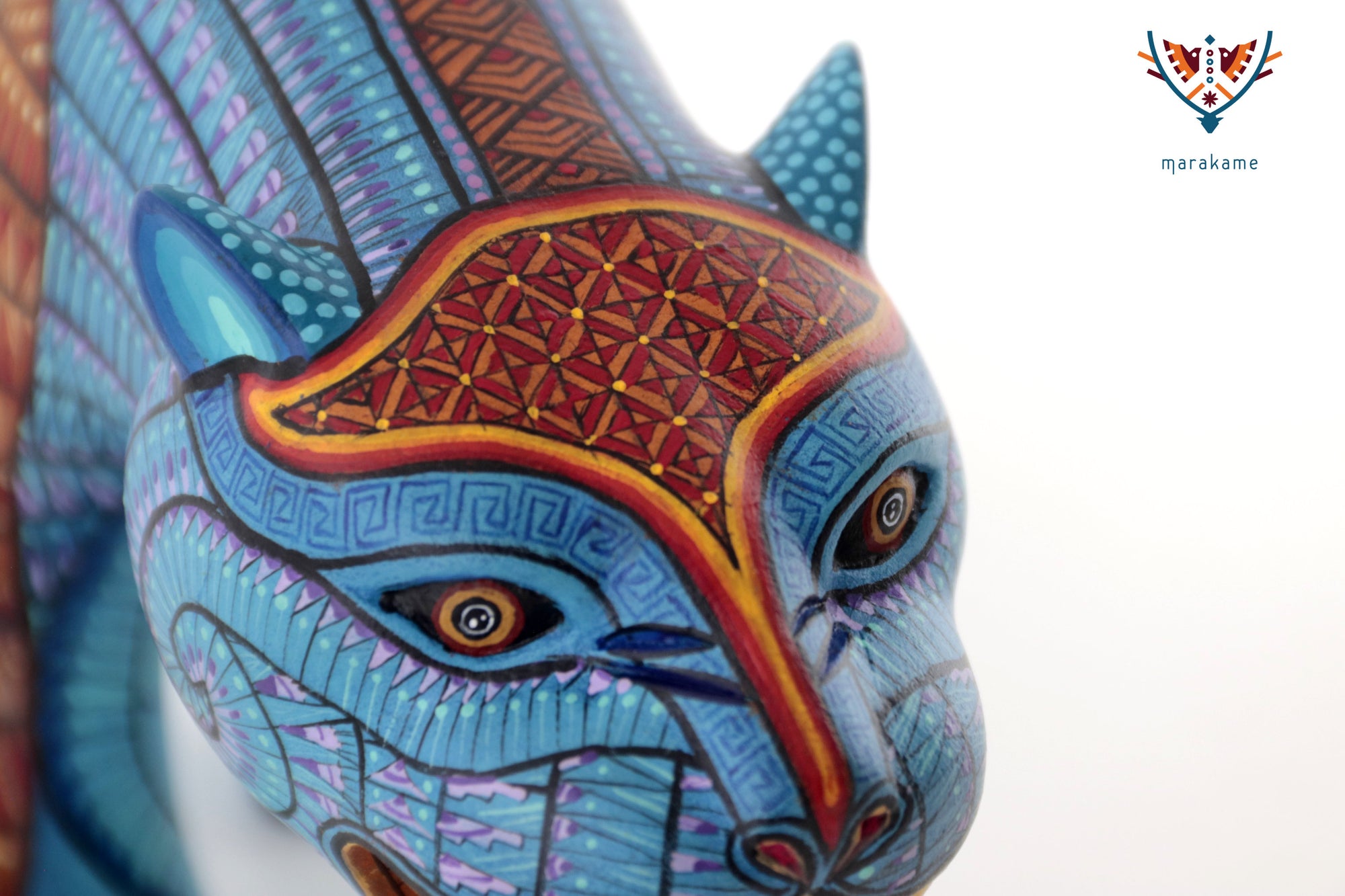 Alebrije - Balam of water and the fretwork - Blue Jaguar of strength, respect and inner path