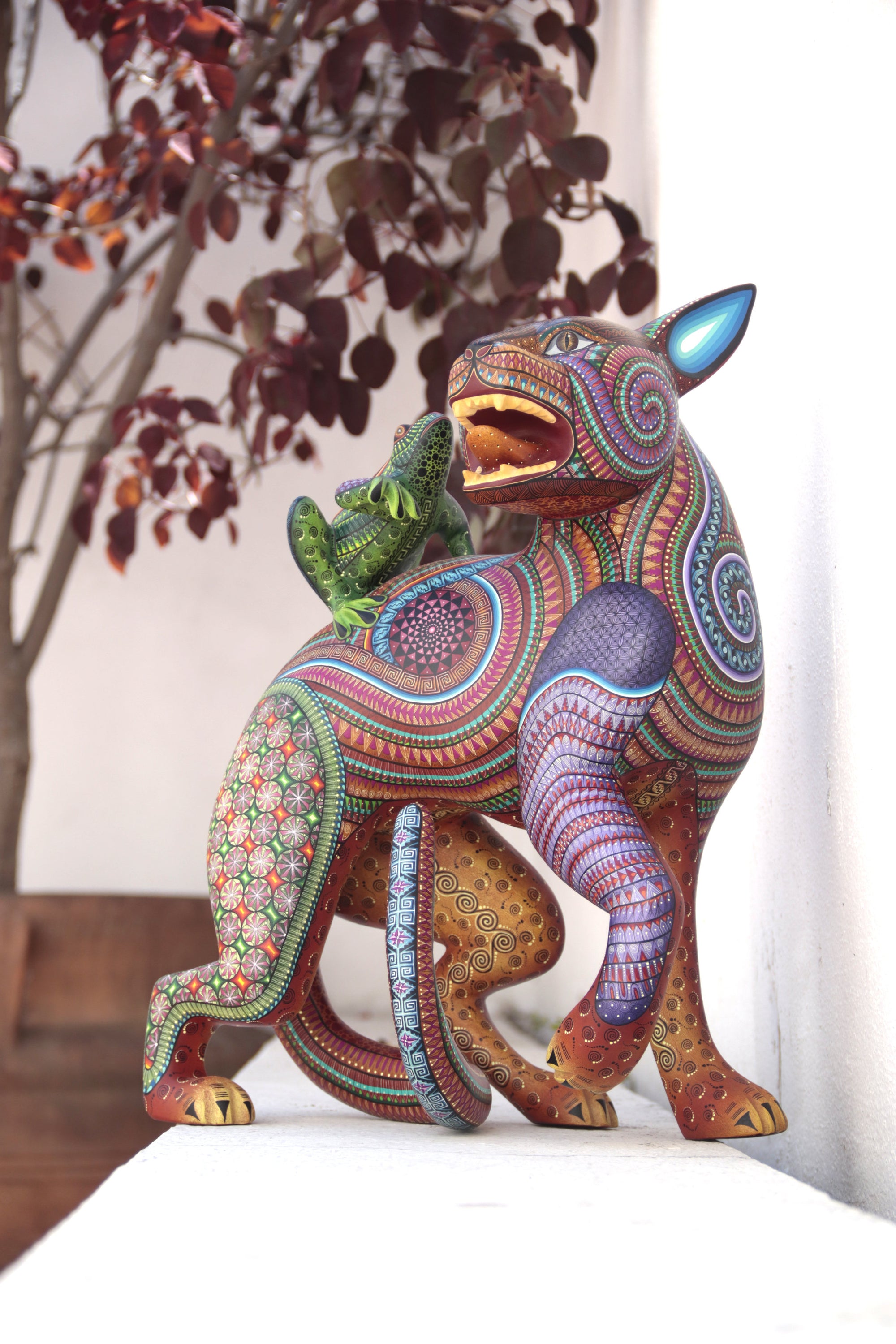 Alebrije – Jaguar con Rana – Cosmología del Instinto y la Lluvia