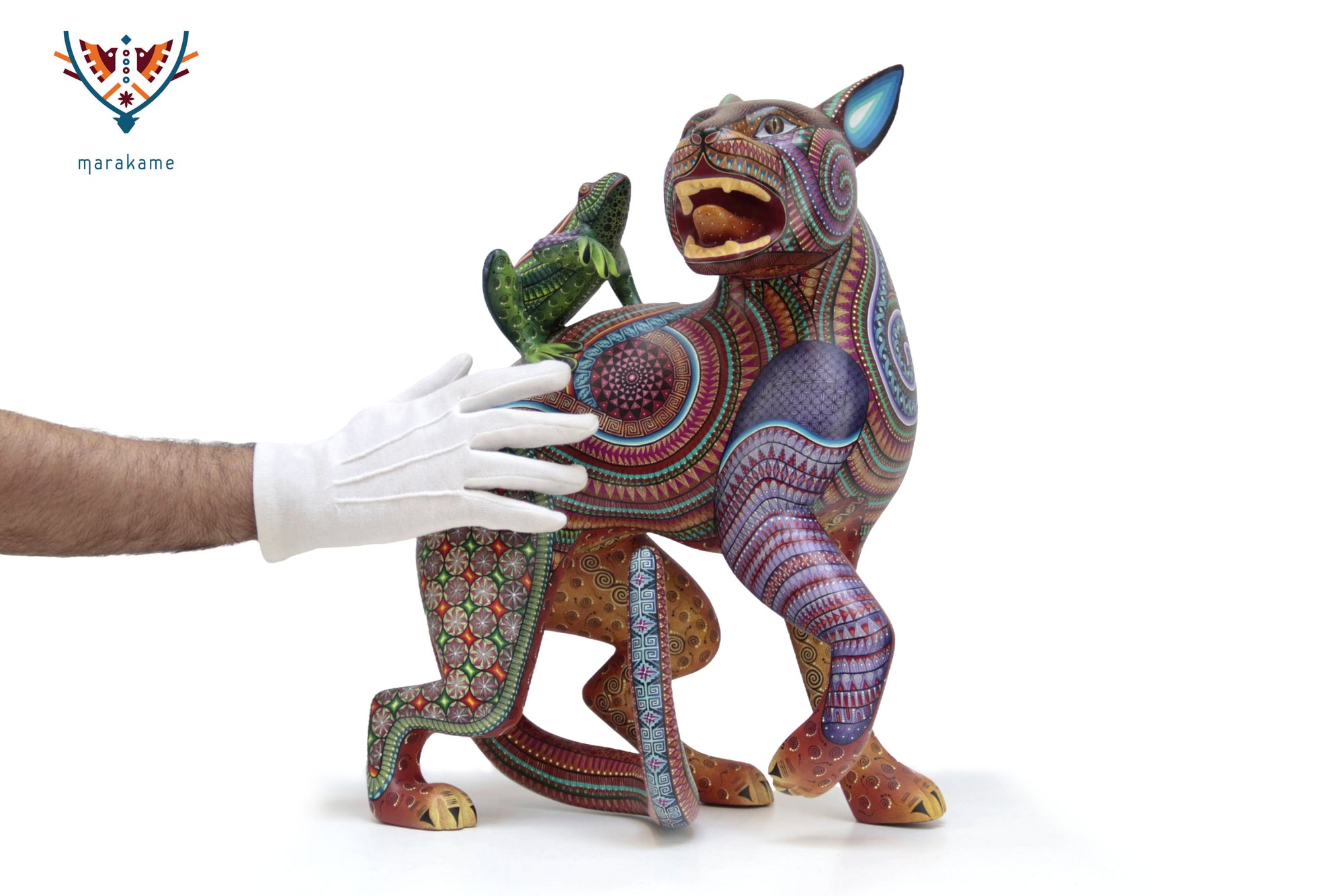 Alebrije – Jaguar con Rana – Cosmología del Instinto y la Lluvia