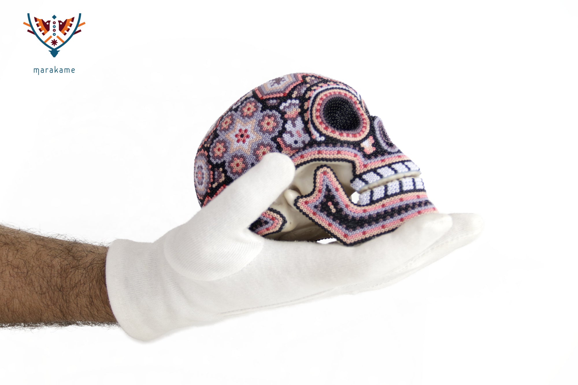 Calavera Huichol Mediana - Eyekame - Flor de la Noche Serena