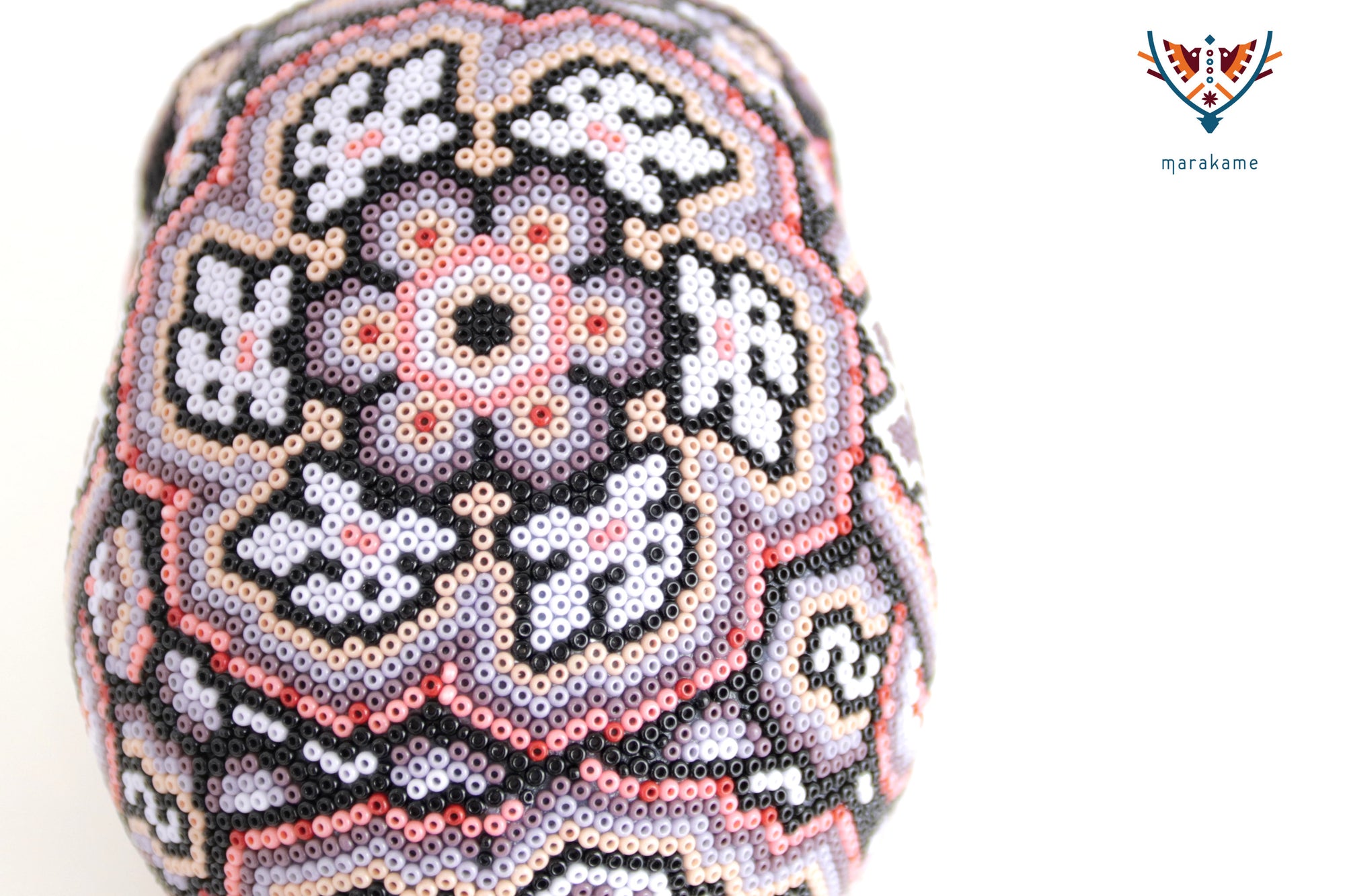 Calavera Huichol Mediana - Eyekame - Flor espectral del amanecer rosado
