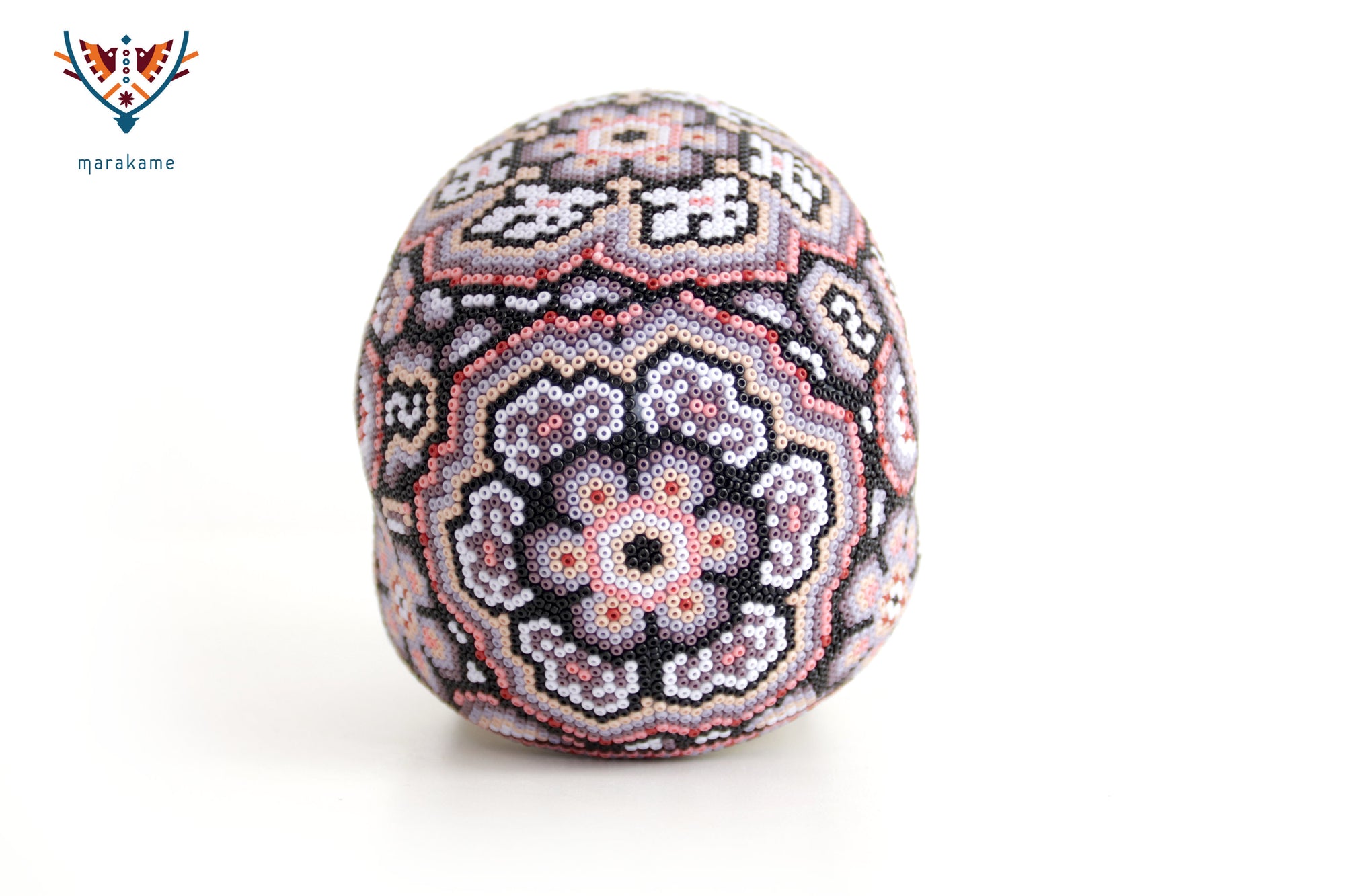 Calavera Huichol Mediana - Eyekame - Flor espectral del amanecer rosado