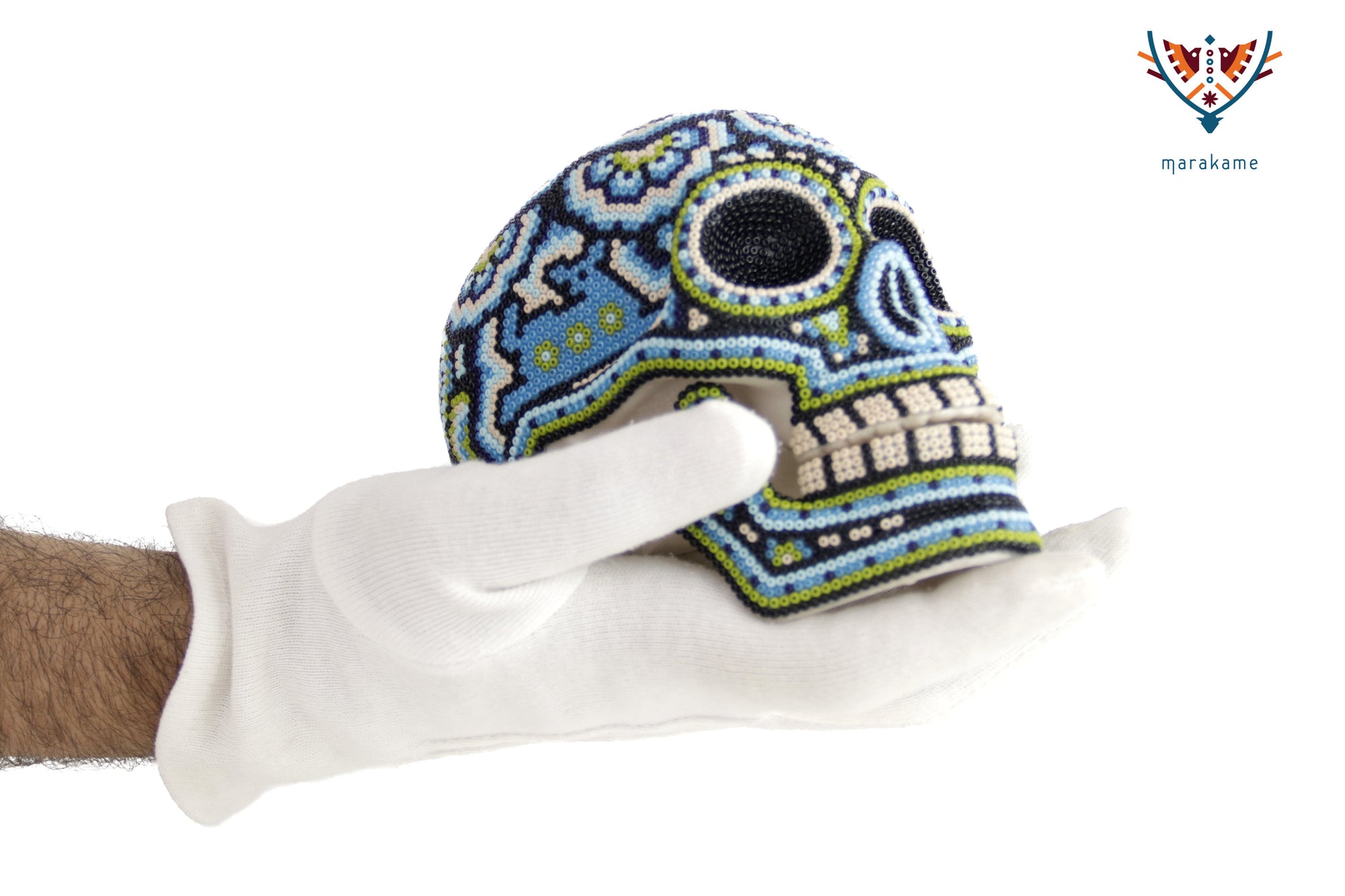 Calavera Huichol Mediana - Eyekame - Olas del cielo profundo