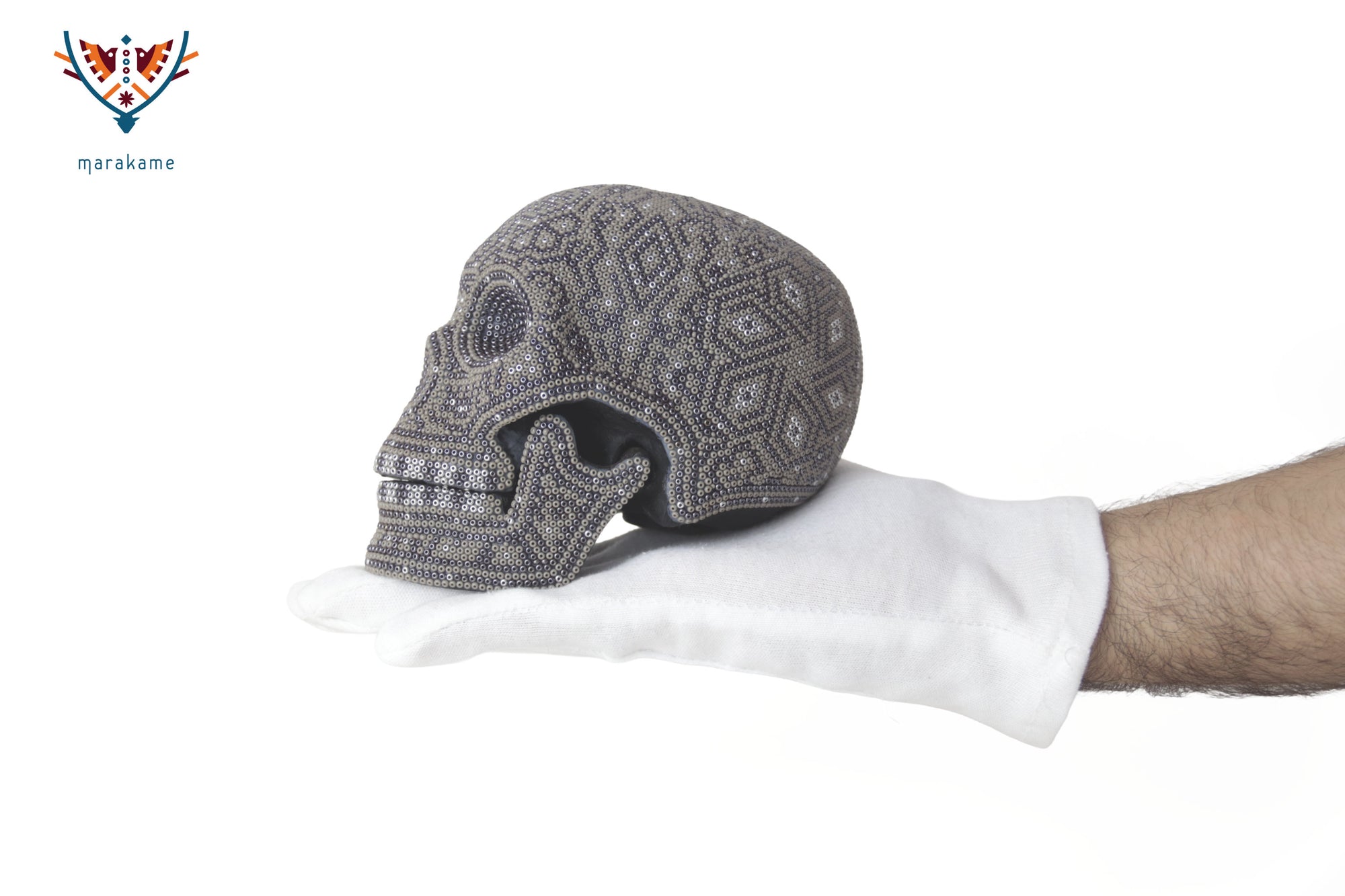 Calavera Huichol Mediana - Eyekame - Plata Ancestral