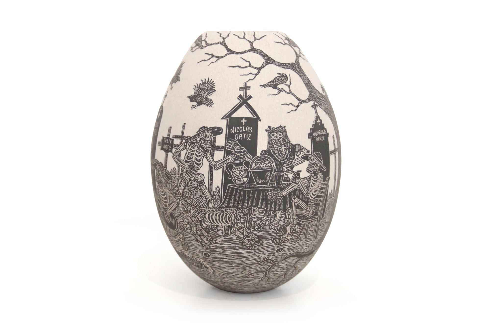 Cerámica de Mata Ortiz - Panteón con Calaveras - Día de muertos