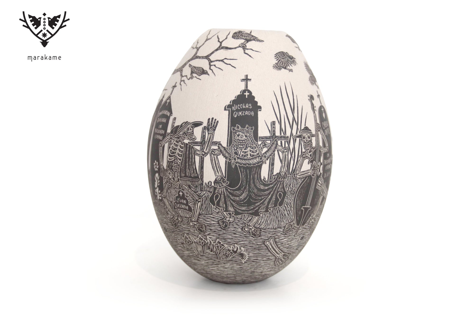 Cerámica de Mata Ortiz - Panteón con Calaveras - Día de muertos