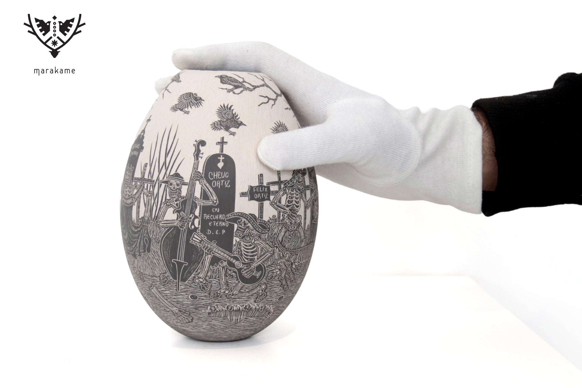 Cerámica de Mata Ortiz - Panteón con Calaveras - Día de muertos