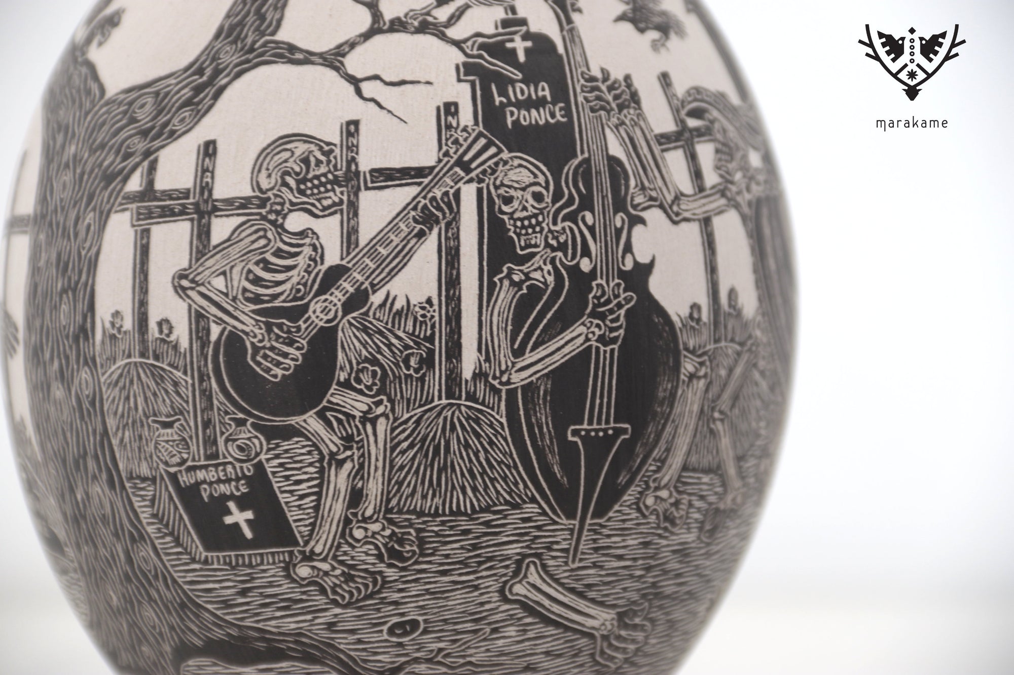 Cerámica de Mata Ortiz - Danza Silente Bajo la Luna - Día de muertos