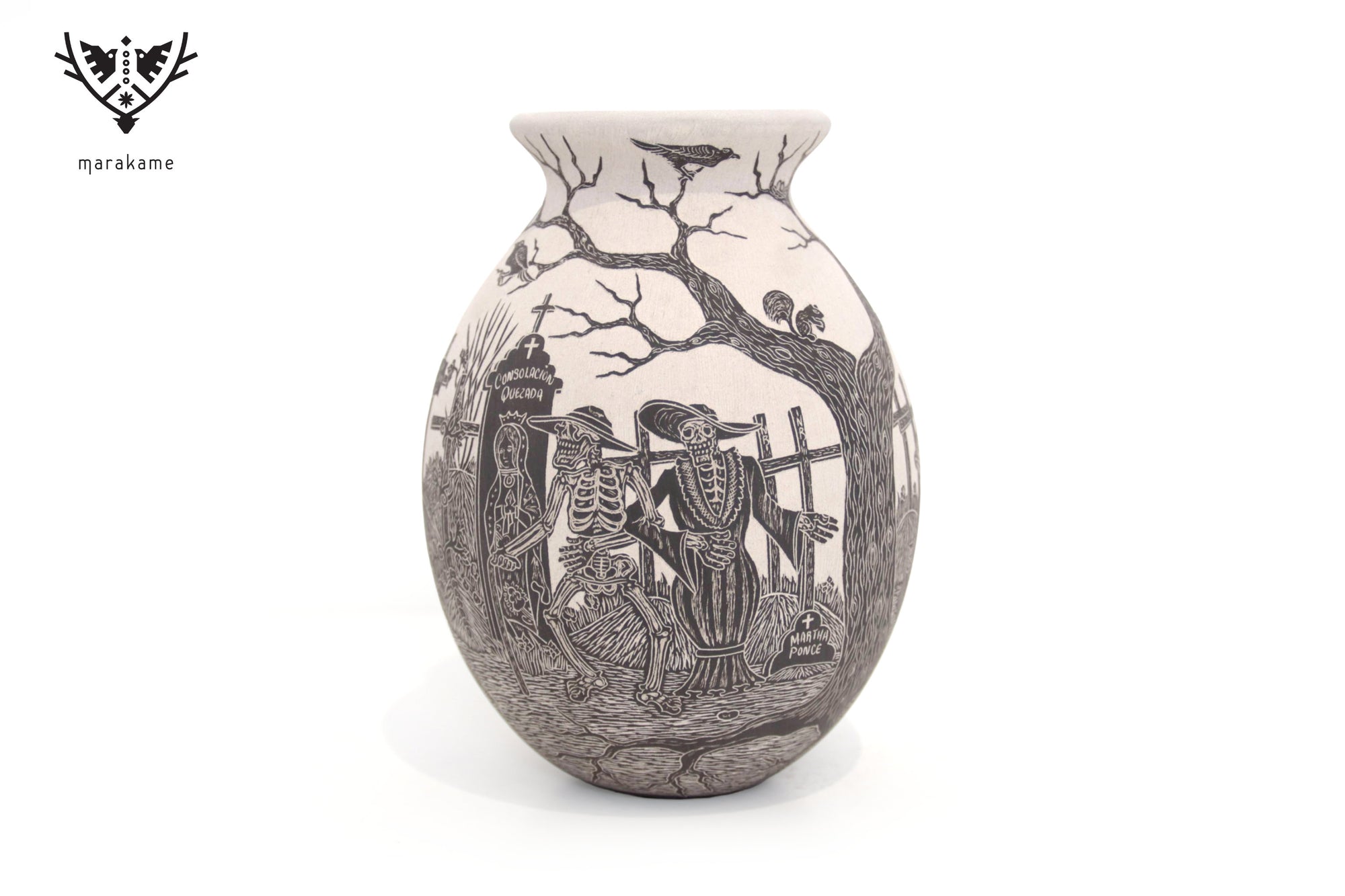 Cerámica de Mata Ortiz - Danza Silente Bajo la Luna - Día de muertos