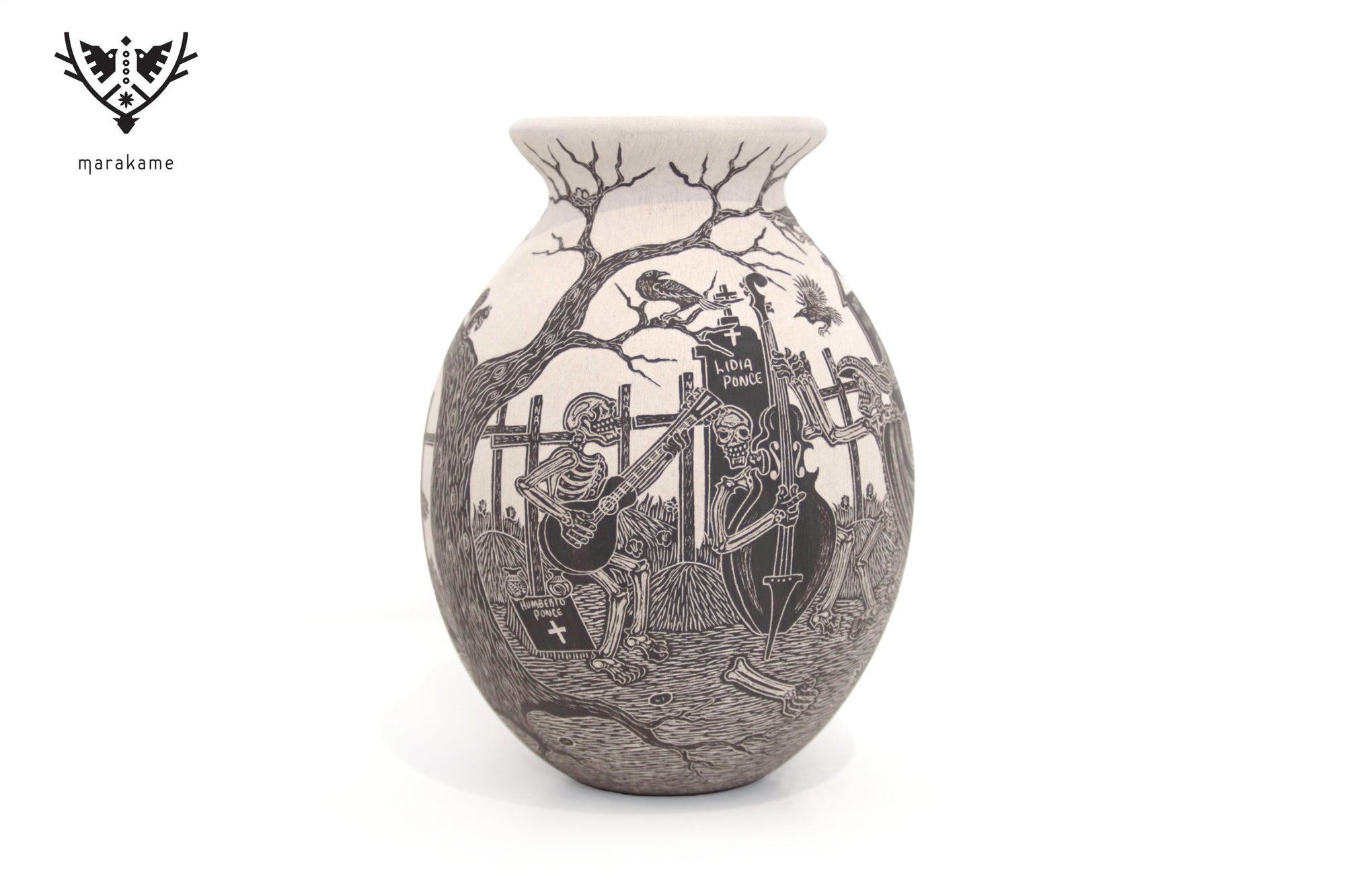 Cerámica de Mata Ortiz - Danza Silente Bajo la Luna - Día de muertos