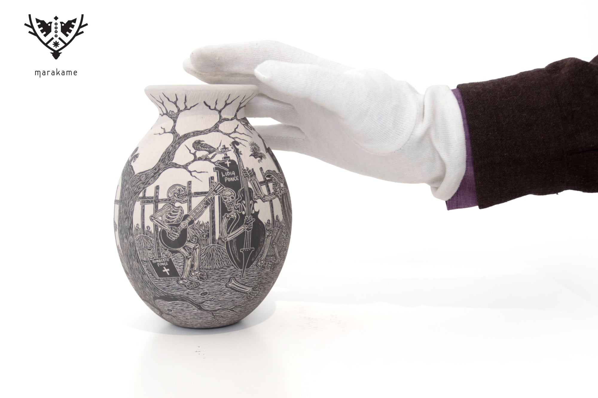 Cerámica de Mata Ortiz - Danza Silente Bajo la Luna - Día de muertos