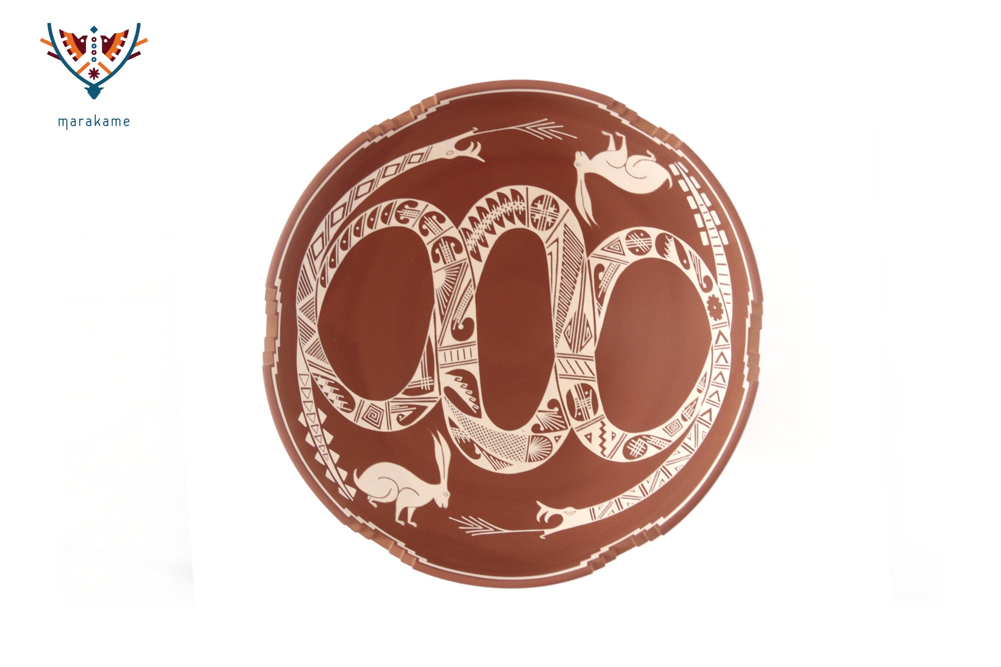 Cerámica de Mata Ortiz - Plato - Serpiente de la Montaña Roja