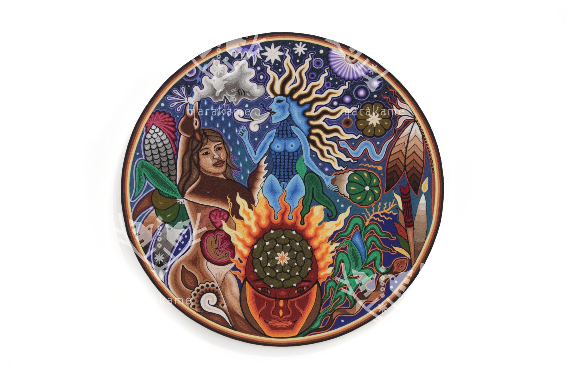 Nierika de Estambre fino Circulo Huichol - Tatei Niwetsika – La Madre del Maíz - 60 cm.