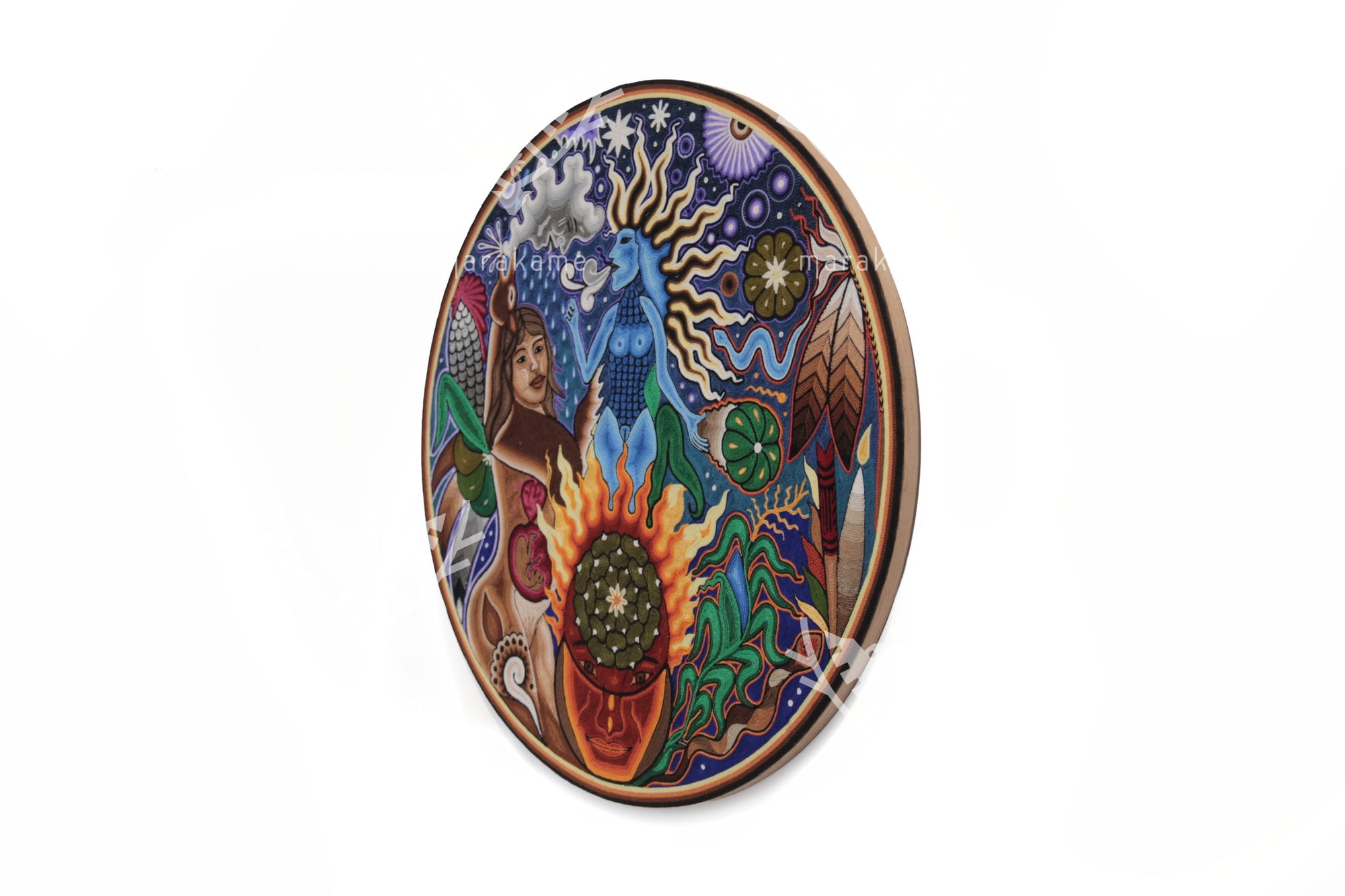 Nierika de Estambre fino Circulo Huichol - Tatei Niwetsika – La Madre del Maíz - 60 cm.