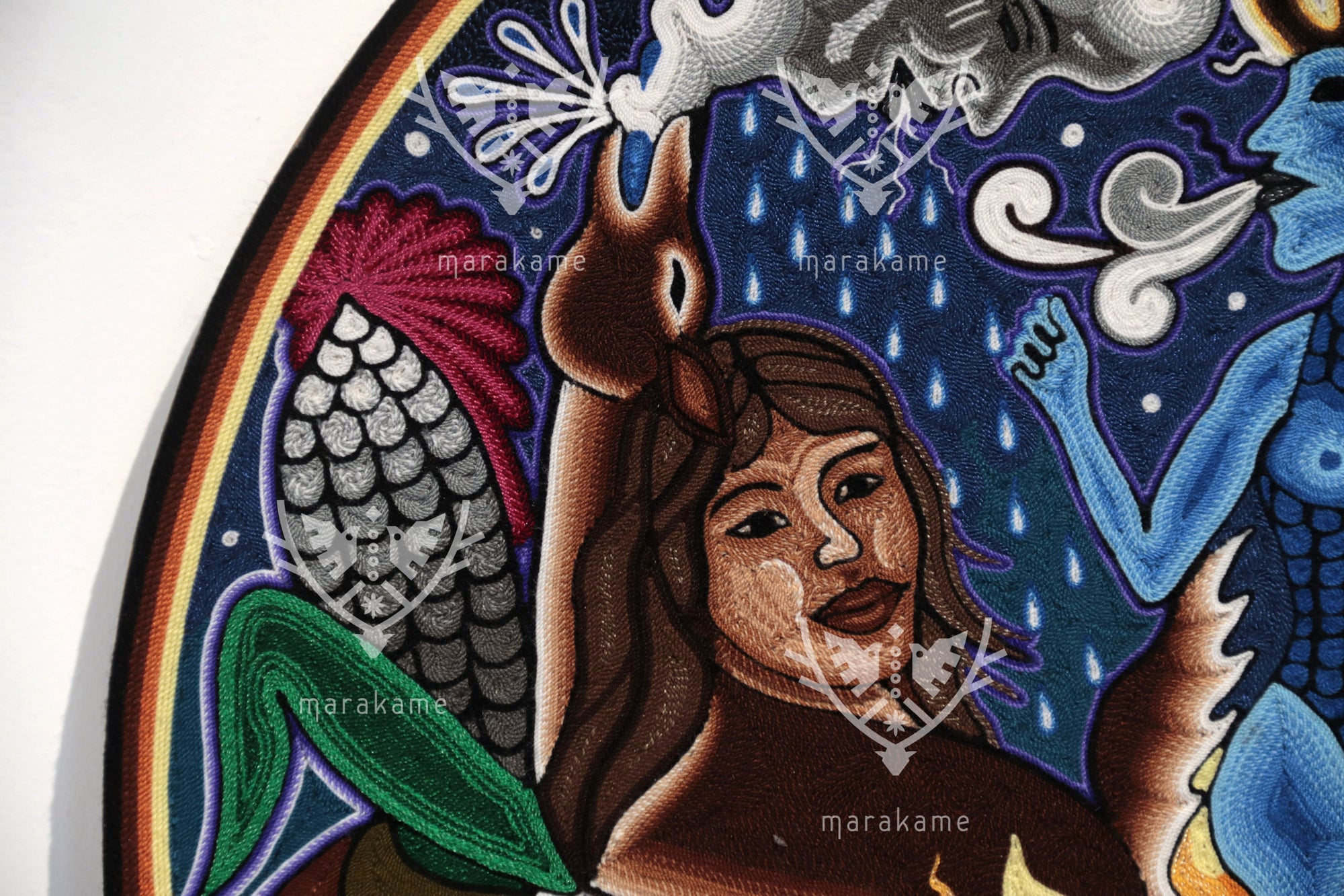 Nierika de Estambre fino Circulo Huichol - Tatei Niwetsika – La Madre del Maíz - 60 cm.