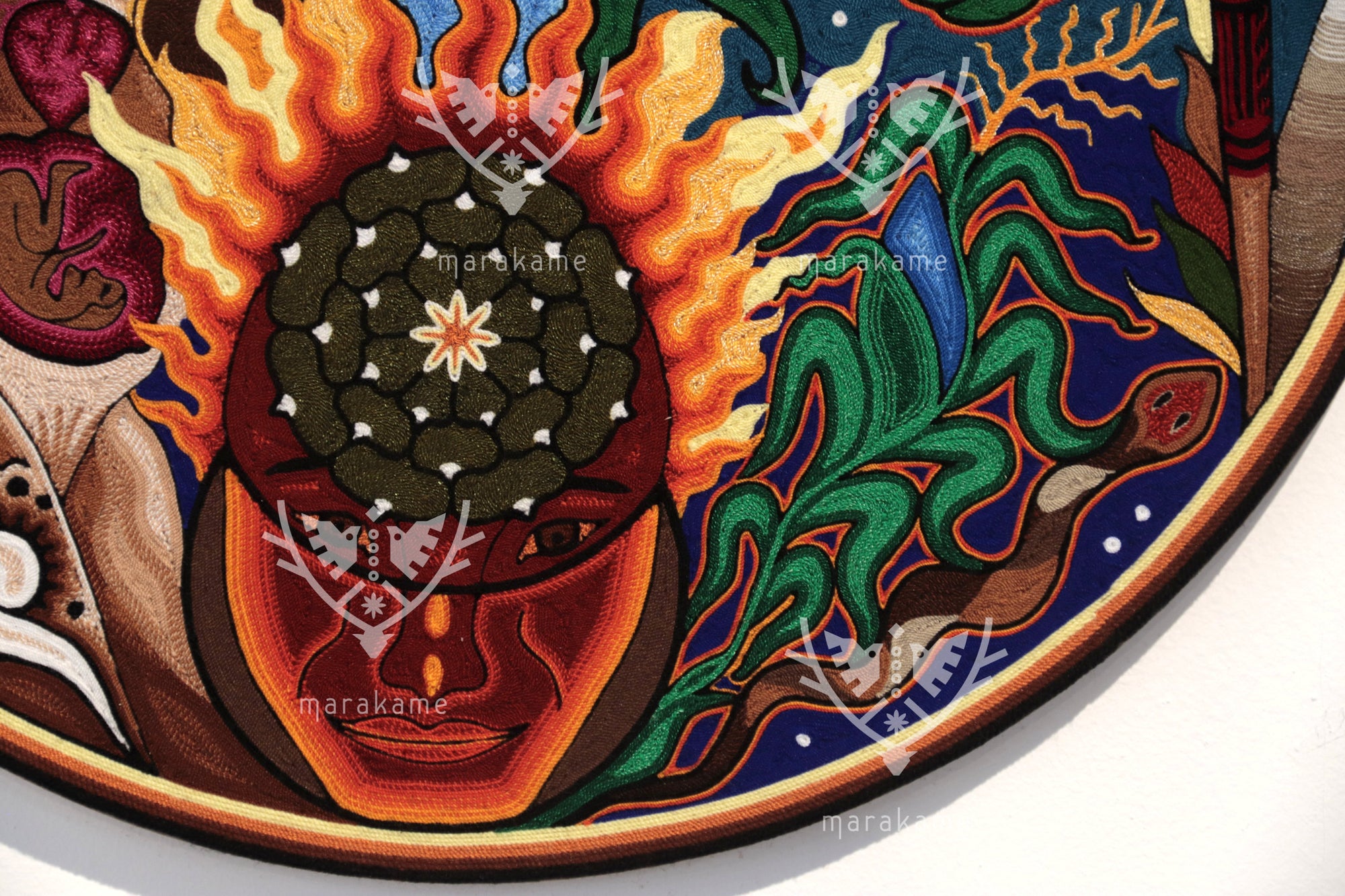 Nierika de Estambre fino Circulo Huichol - Tatei Niwetsika – La Madre del Maíz - 60 cm.