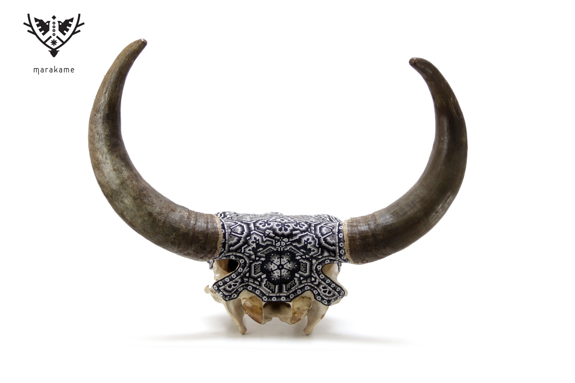 Cráneo de vaca Arte Huichol - Águila bicéfala
