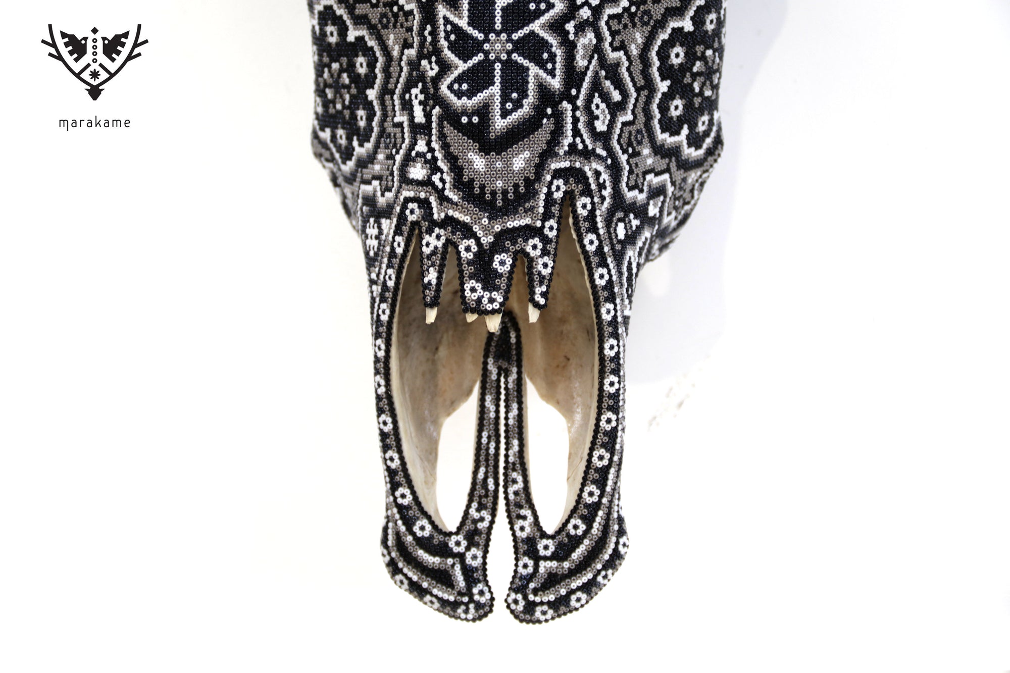 Cráneo de vaca Arte Huichol - Águila bicéfala