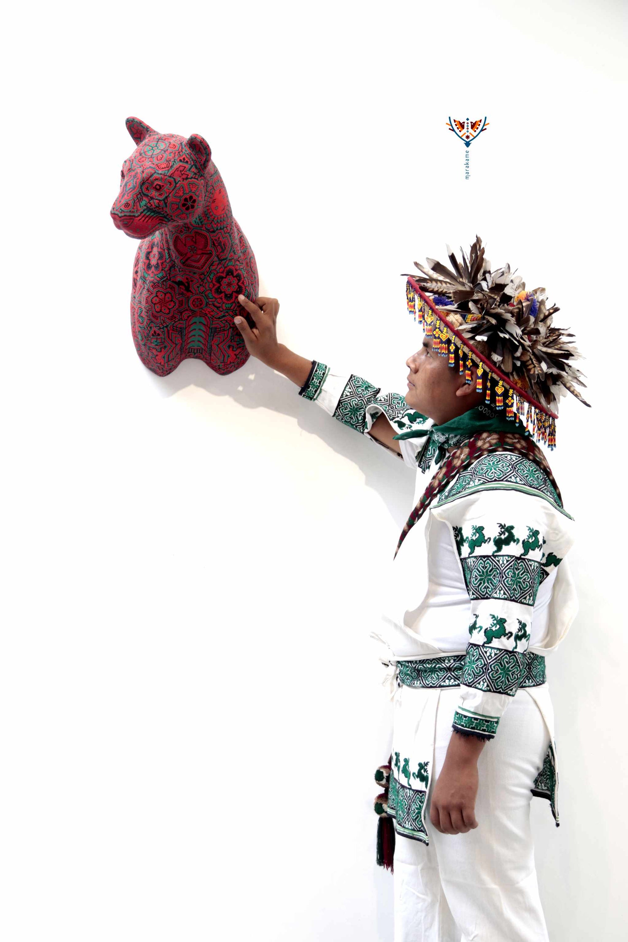 Escultura Arte Huichol - Busto de Puma - X+x+weri