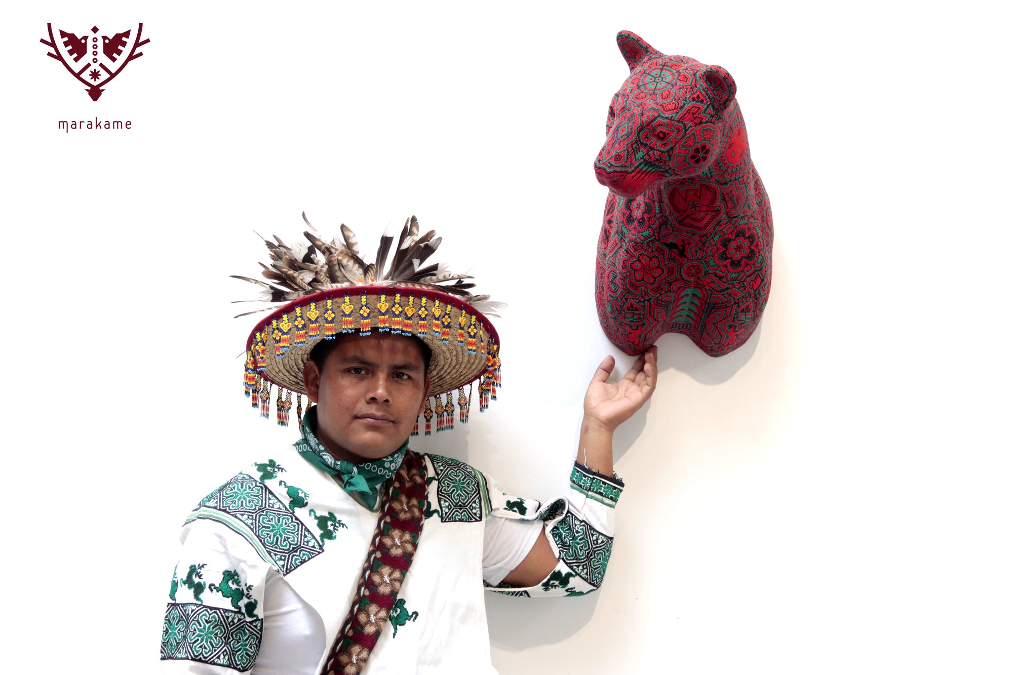 Escultura Arte Huichol - Busto de Puma - X+x+weri