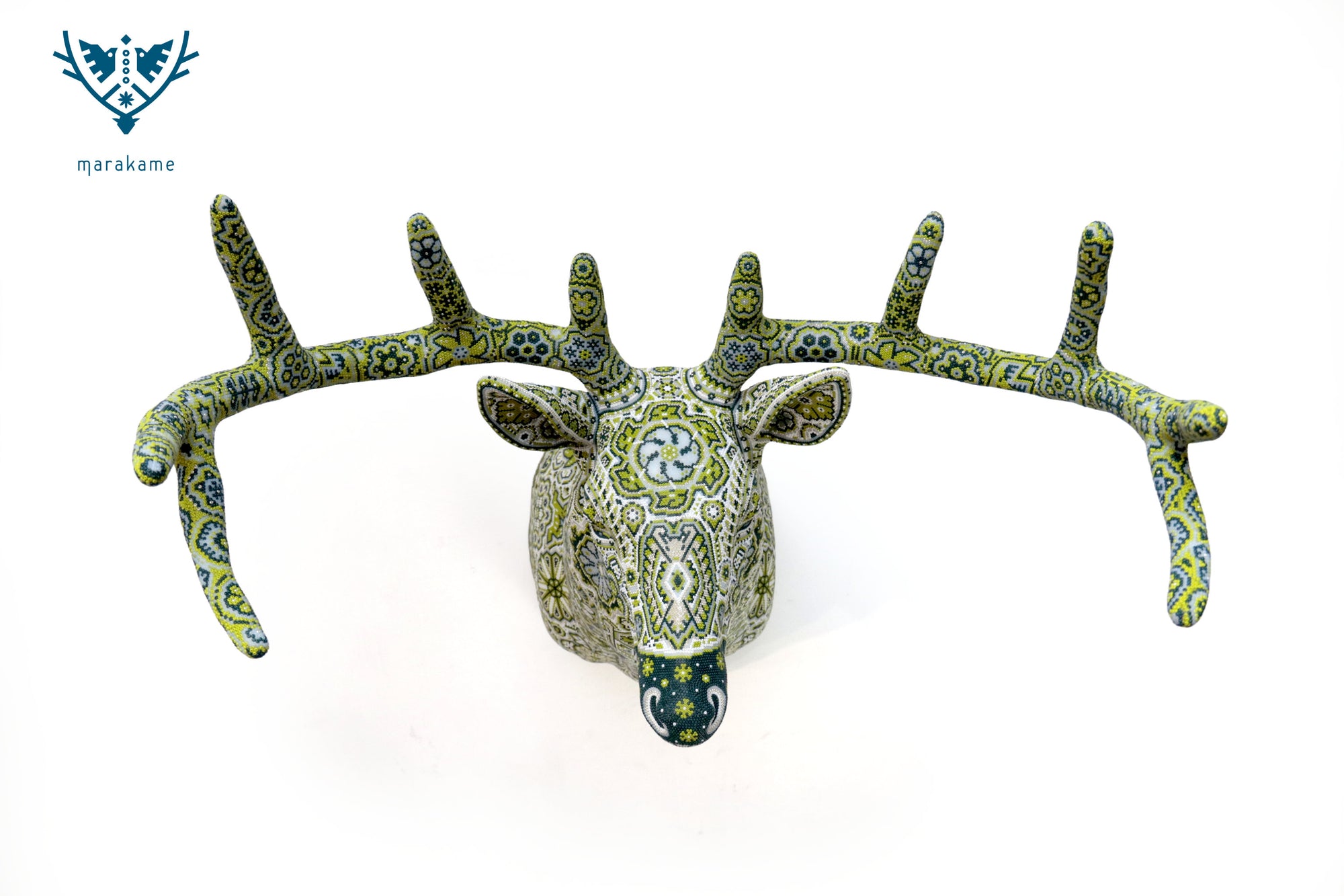 Escultura Arte Huichol - Cabeza de Venado - Wirikuta Maxa Kauyumarie