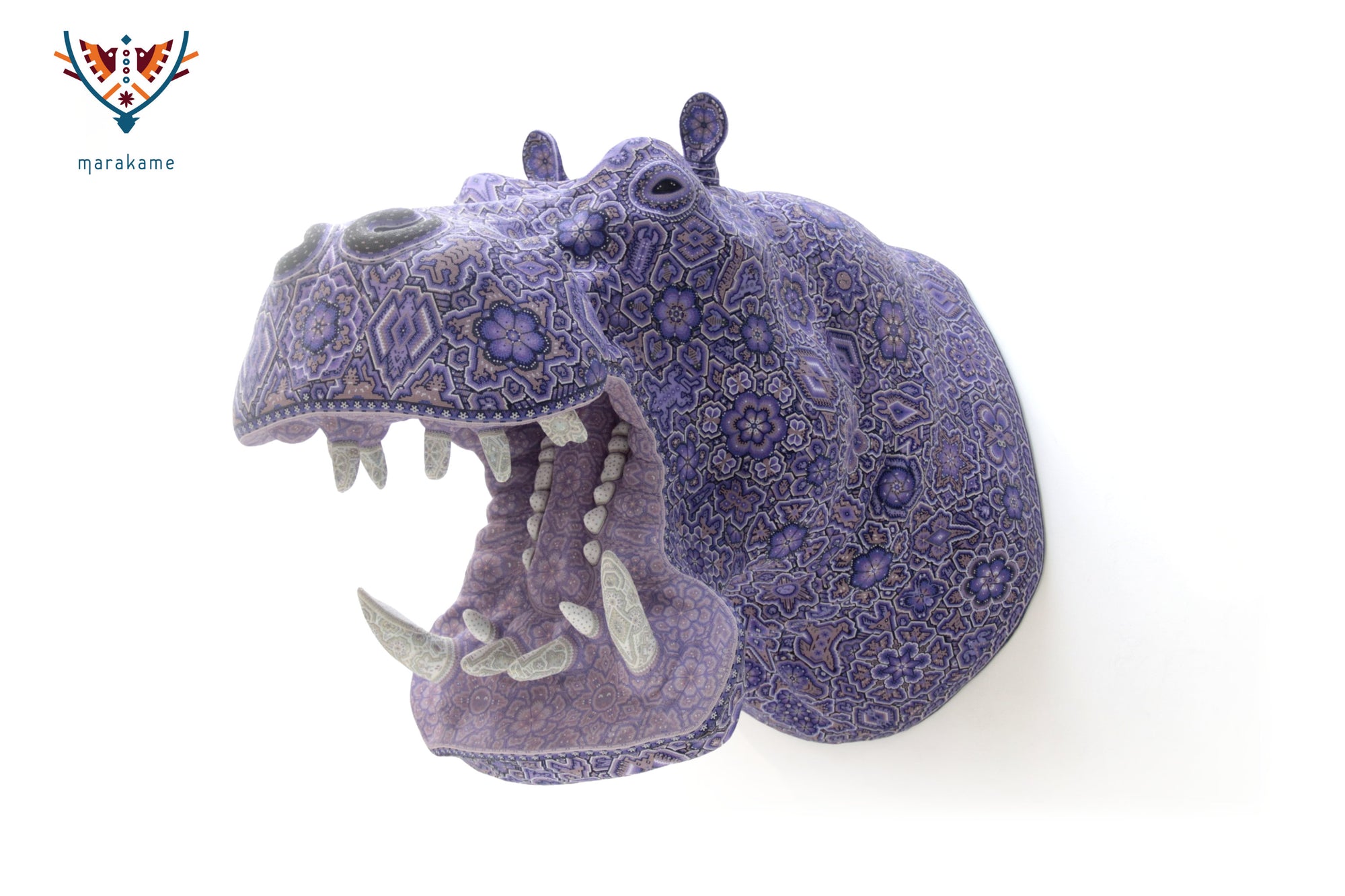 Escultura Arte Huichol - Cabeza de hipopótamo - Yurienaka niukieya - La voz de la tierra