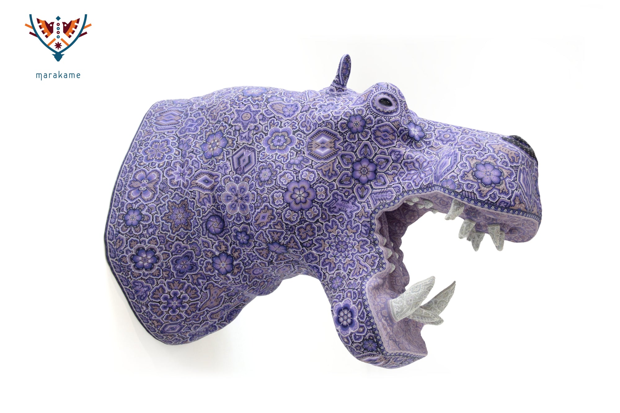 Escultura Arte Huichol - Cabeza de hipopótamo - Yurienaka niukieya - La voz de la tierra