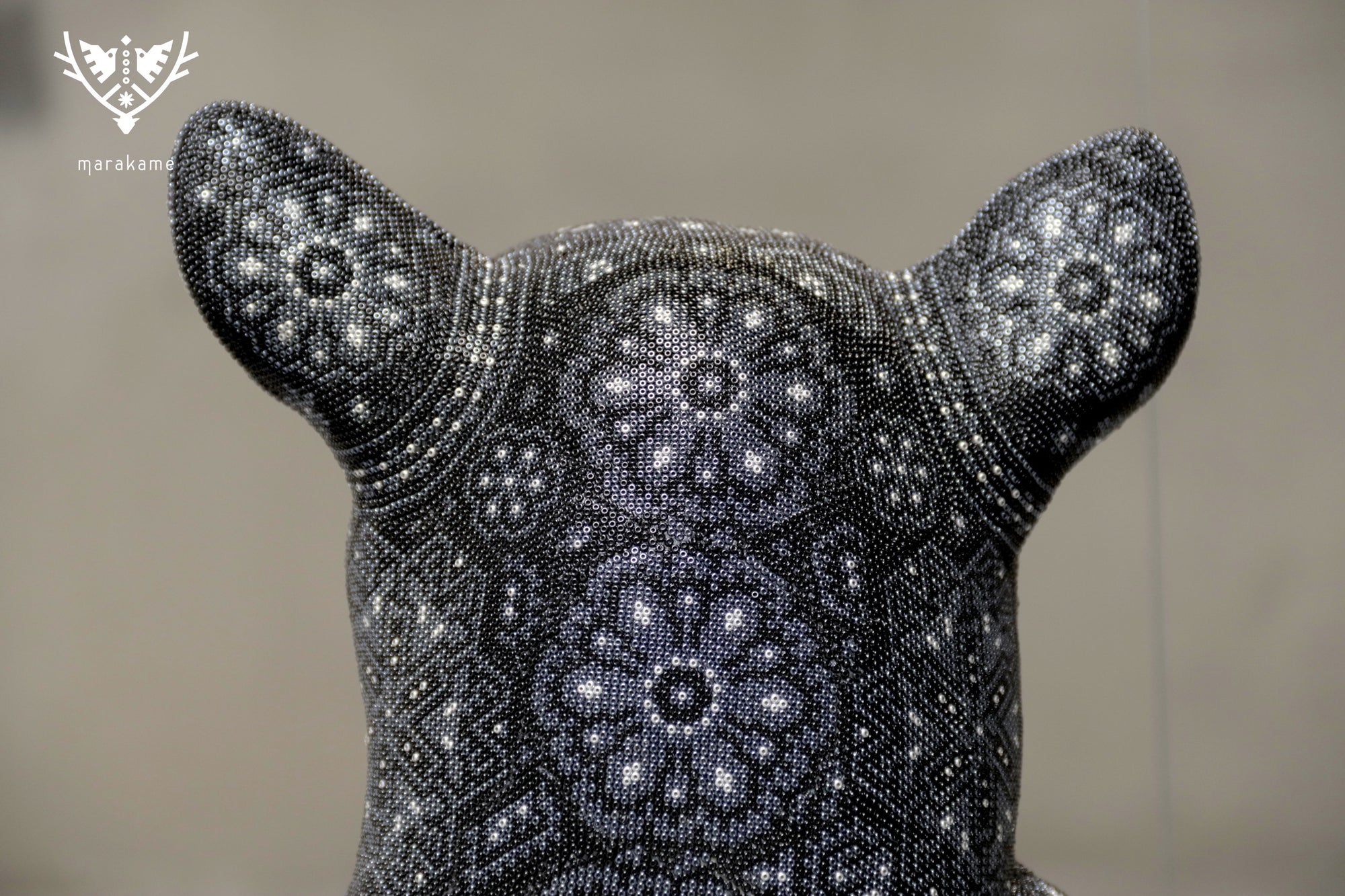 Escultura Arte Huichol - Jaguar en tronco - Ewatame