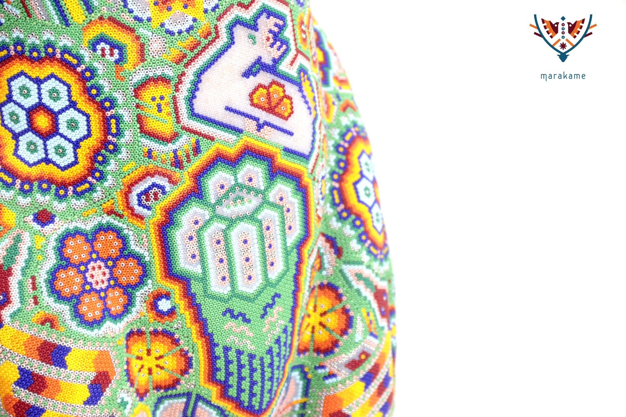 Escultura Arte Huichol - Leopardo macho - El jardín wixárika sobre su piel