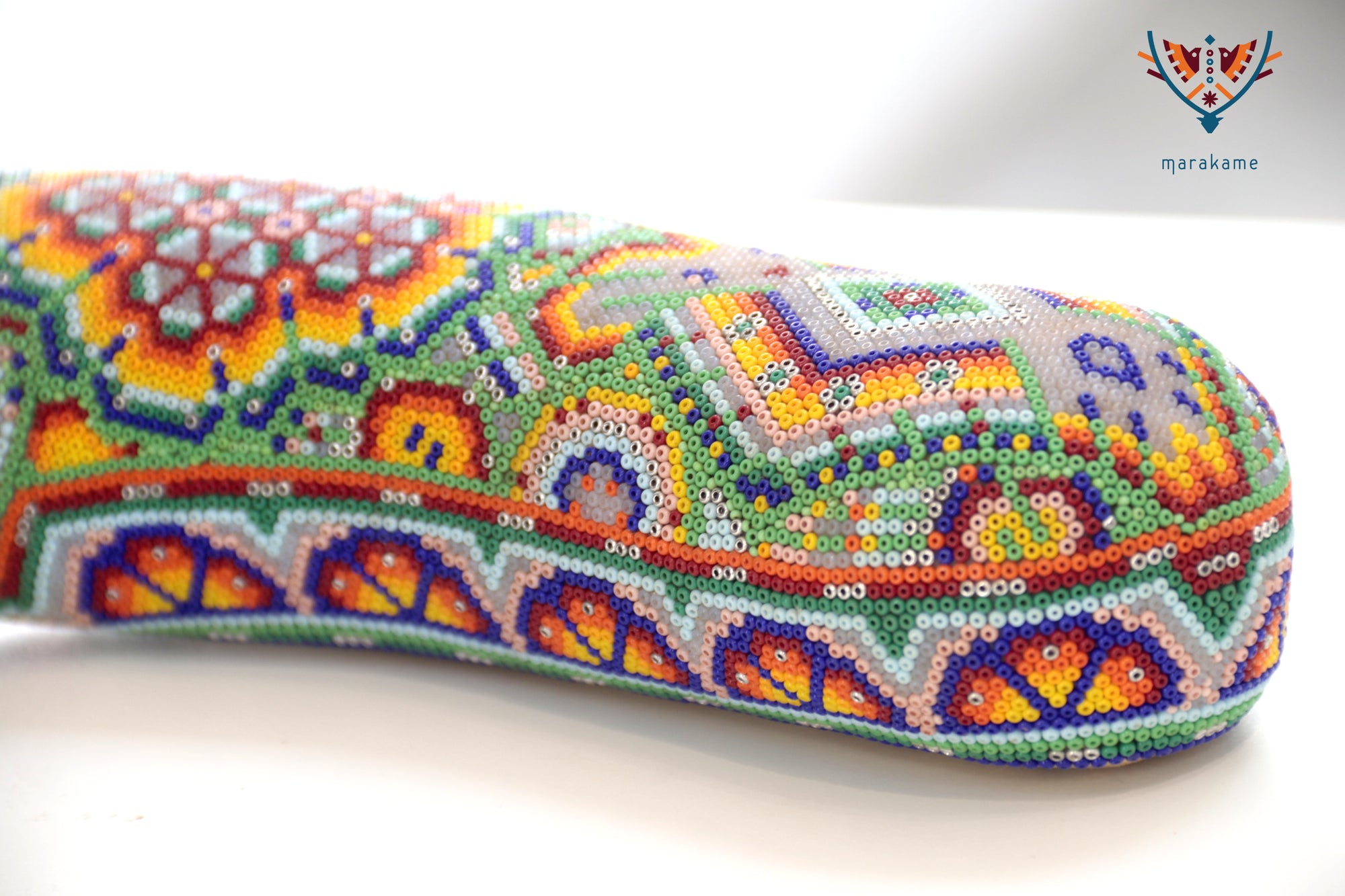 Escultura Arte Huichol - Leopardo macho - El jardín wixárika sobre su piel
