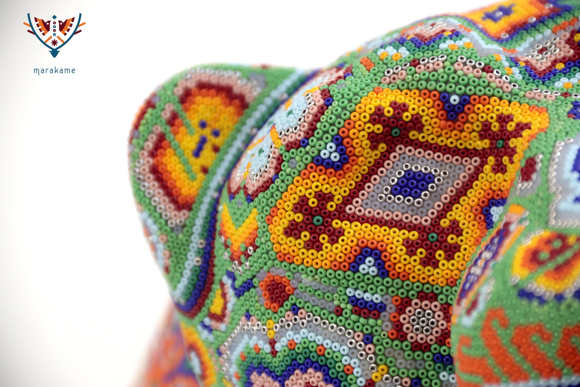 Escultura Arte Huichol - Leopardo macho - El jardín wixárika sobre su piel