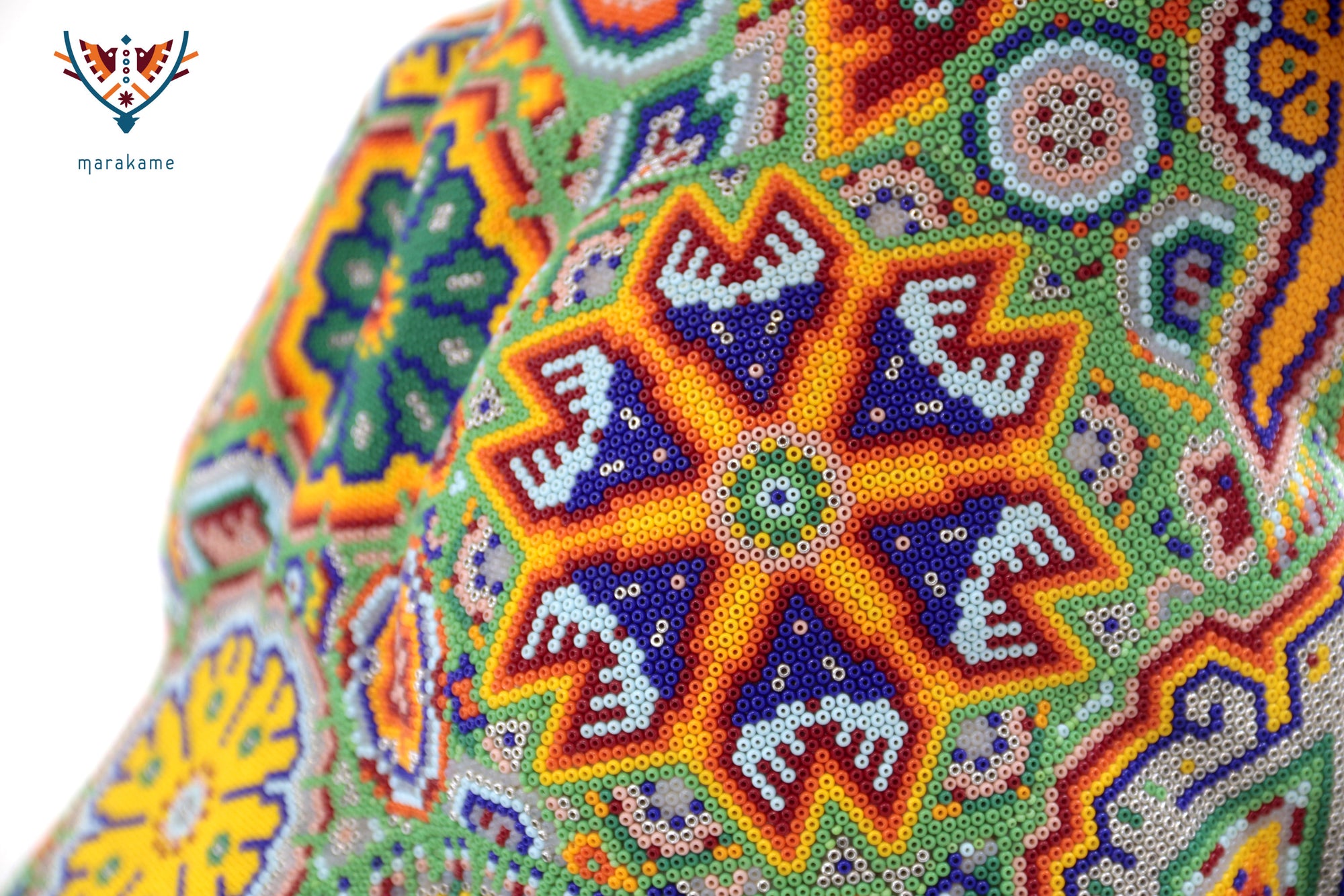 Escultura Arte Huichol - Leopardo macho - El jardín wixárika sobre su piel