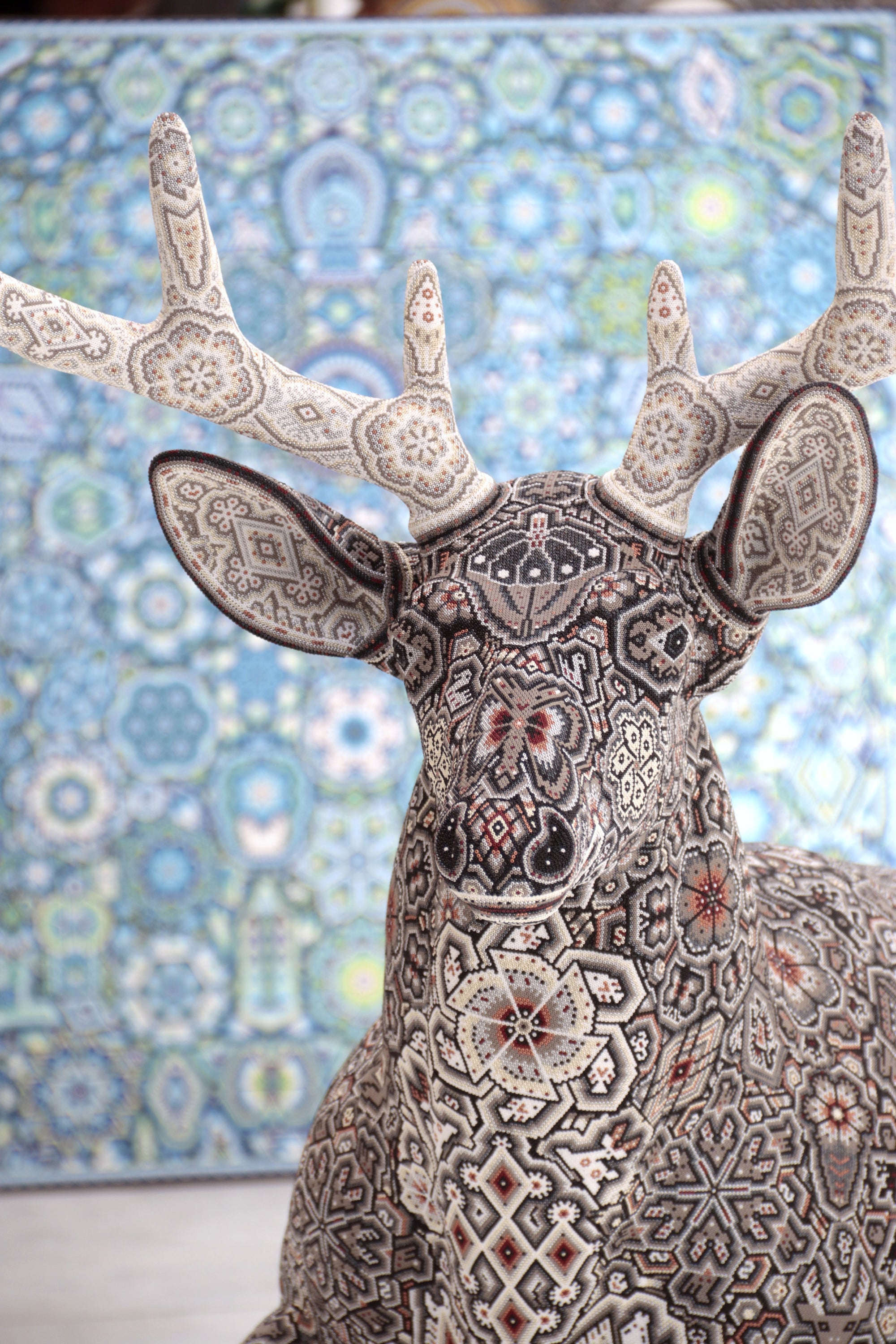 Huichol Art Sculpture - Wirikuta Kuka Tewayari - Deer decorated with beads