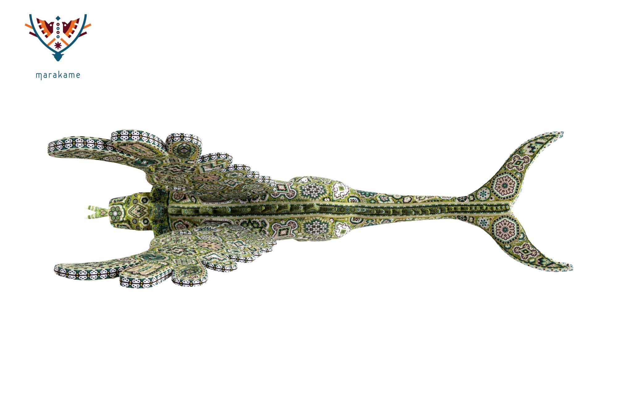 Escultura Arte Huichol - Fusión cultural Wixárika Zapoteca - Quetzalcóatl tres elementos - Agua, tierra y viento