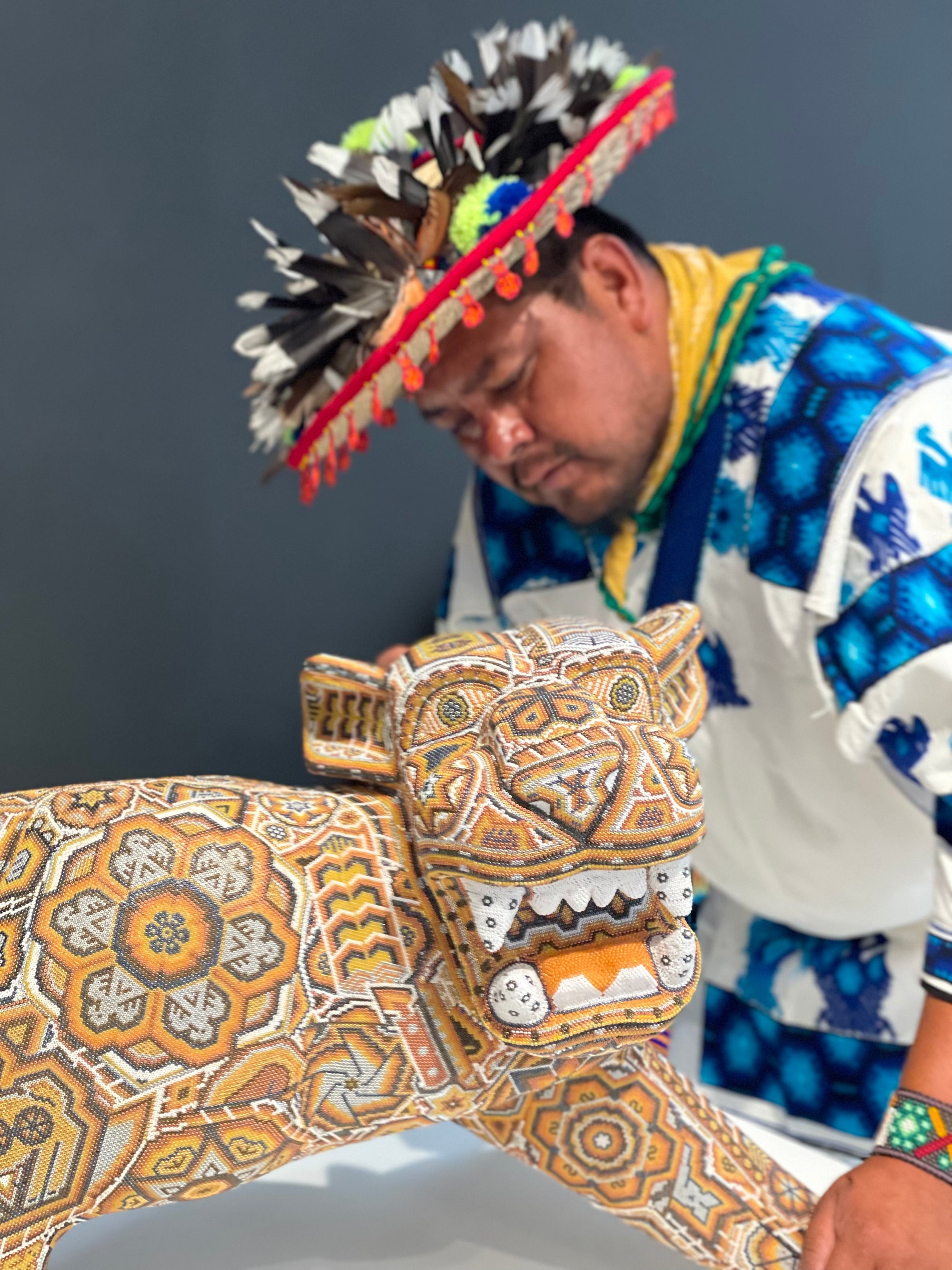 Skulptur Huichol Art - Jaguar - Maye