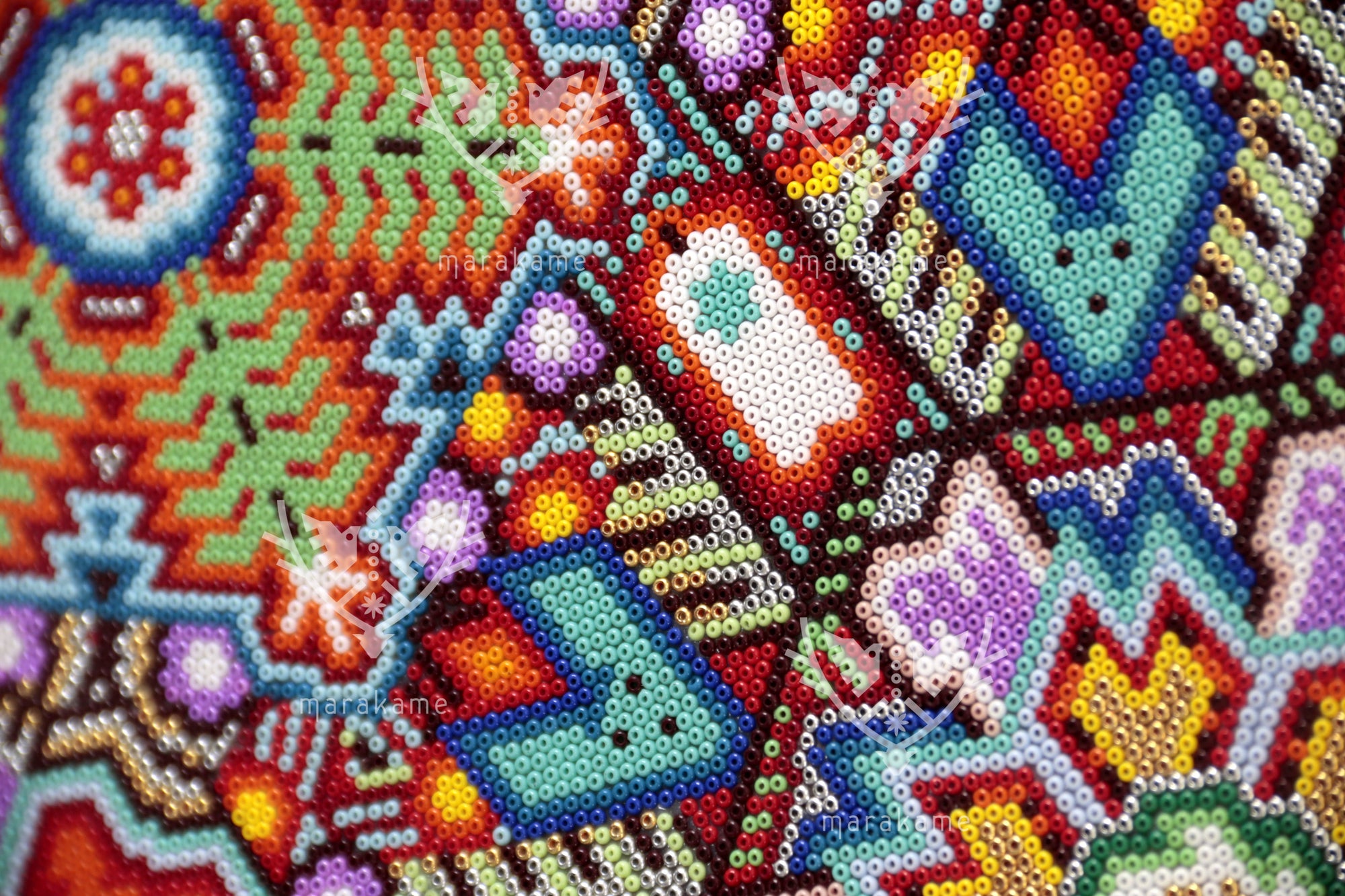 Nierika de Chaquira micro Huichol Circle - Niwetsika - 40.3 cm.