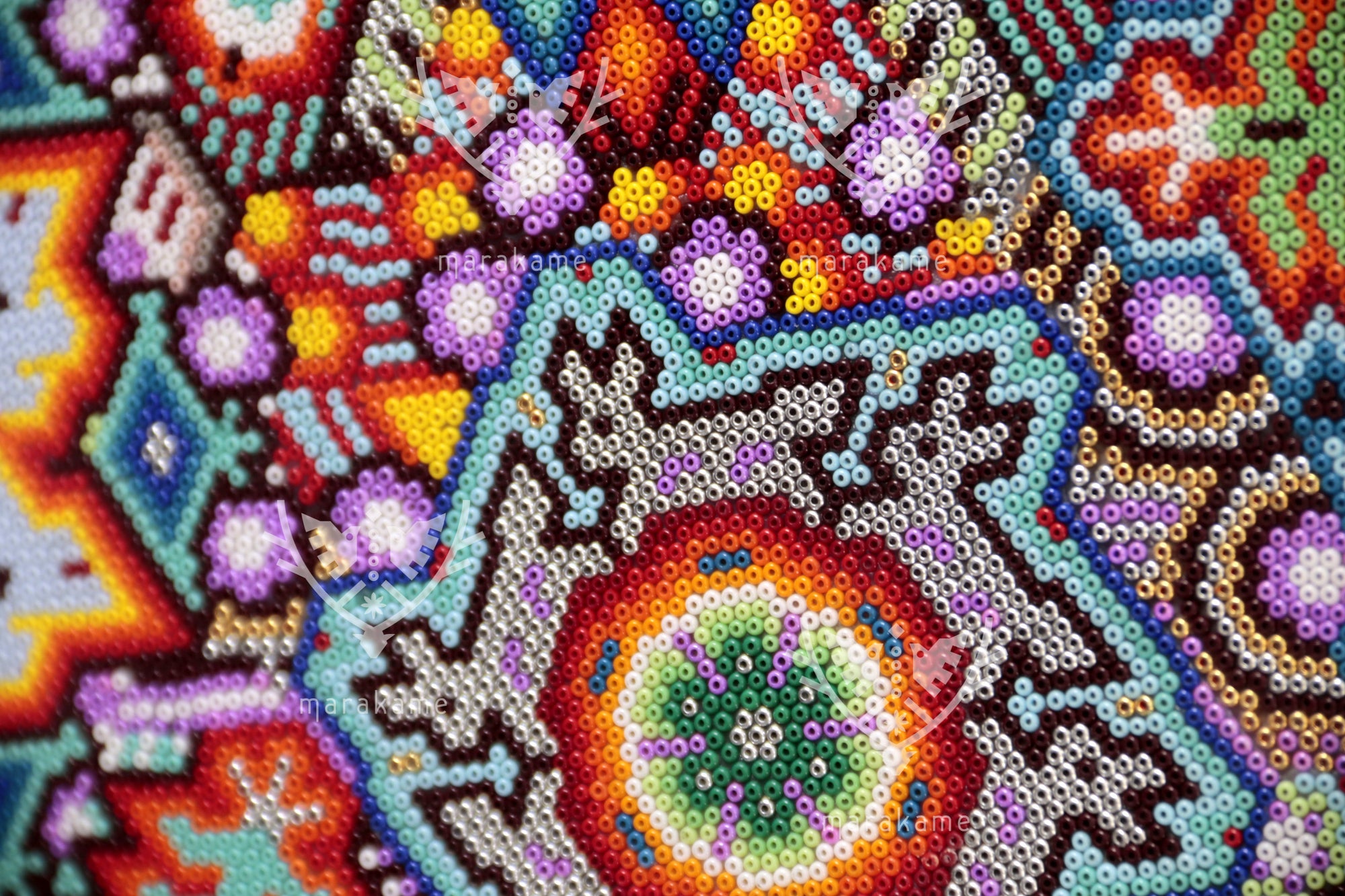 Nierika de Chaquira micro Huichol Circle - Niwetsika - 40.3 cm.